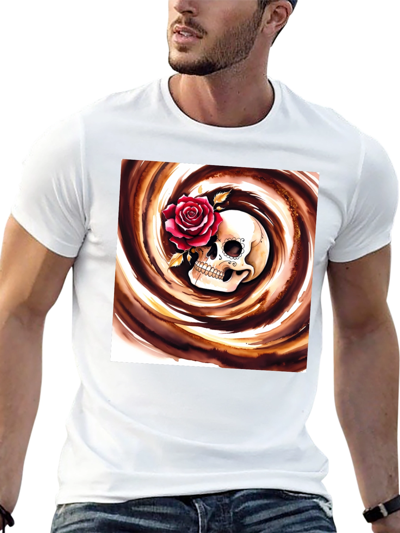 Skull & Rose Graphic Tee - Stylish Unisex T-Shirt