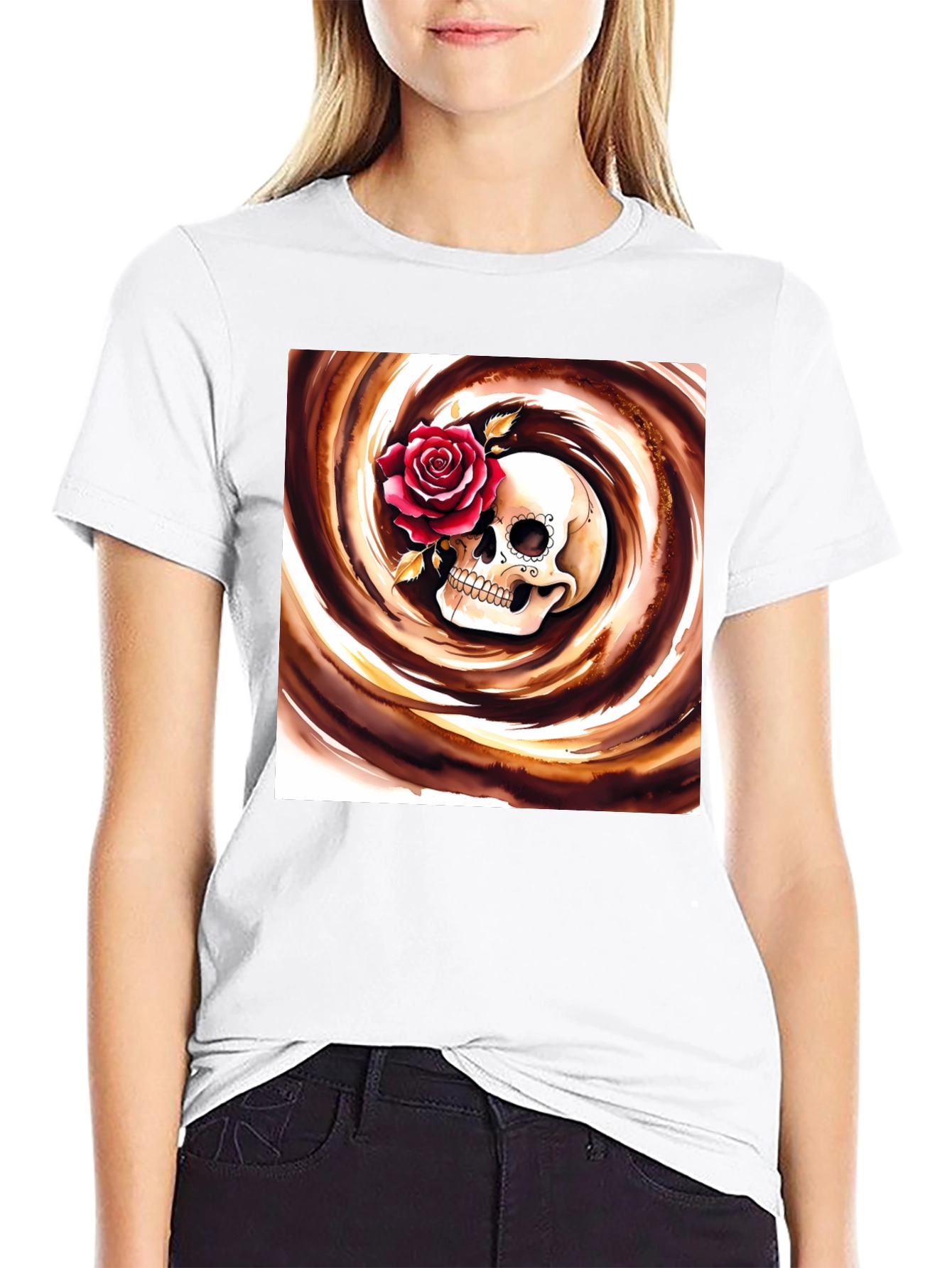 Skull & Rose Graphic Tee - Stylish Unisex T-Shirt