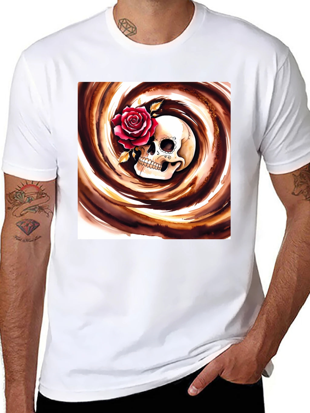 Skull & Rose Graphic Tee - Stylish Unisex T-Shirt