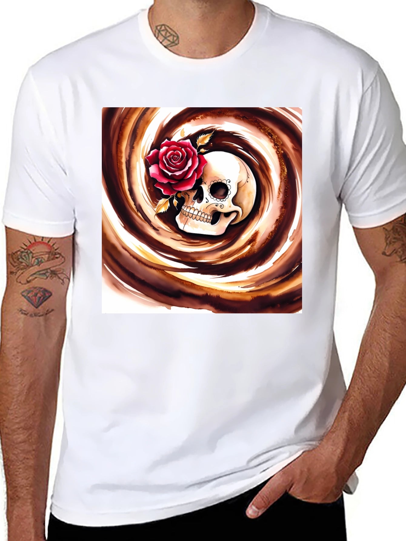 Skull & Rose Graphic Tee - Stylish Unisex T-Shirt