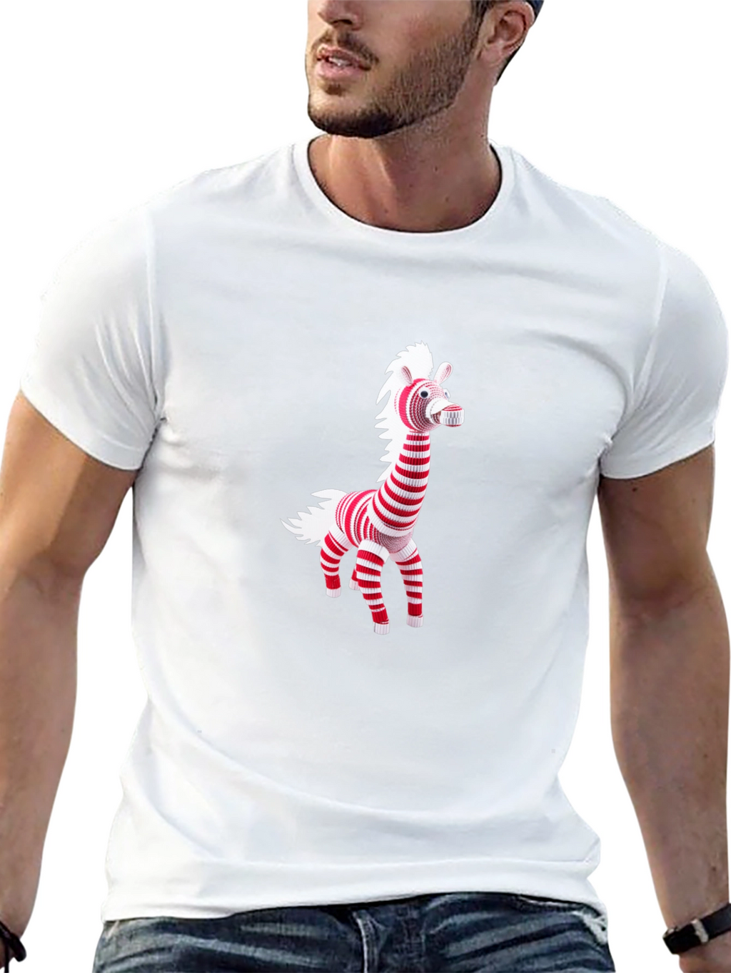 Striped Zebra Graphic Tee - Mens Black T-Shirt