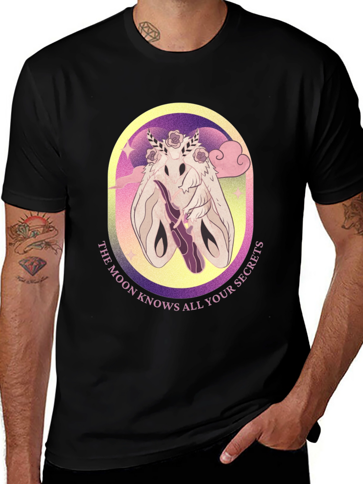 Moth Secrets Graphic Tee - Unique Design Comfortable Fit