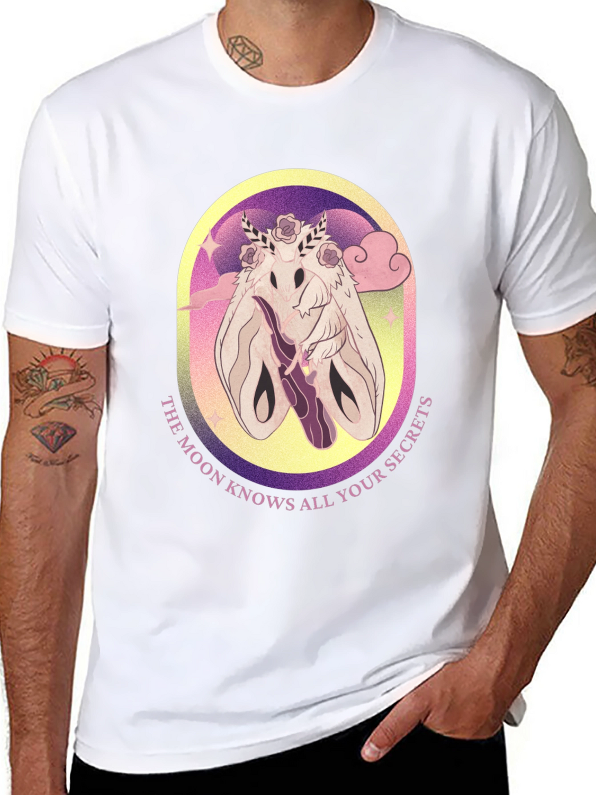 Moth Secrets Graphic Tee - Unique Design Comfortable Fit