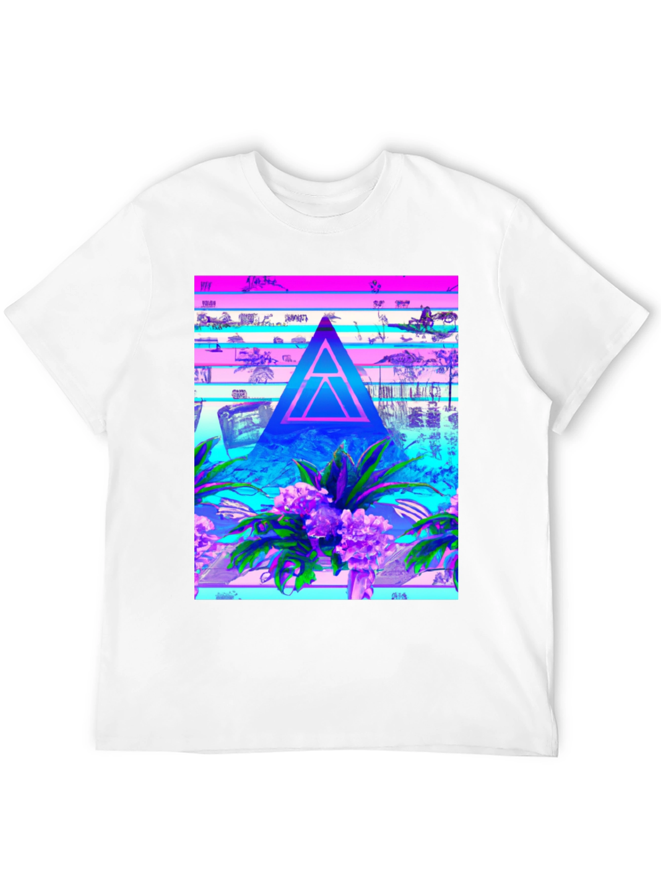 Abstract Triangle Graphic Tee - Vaporwave Style