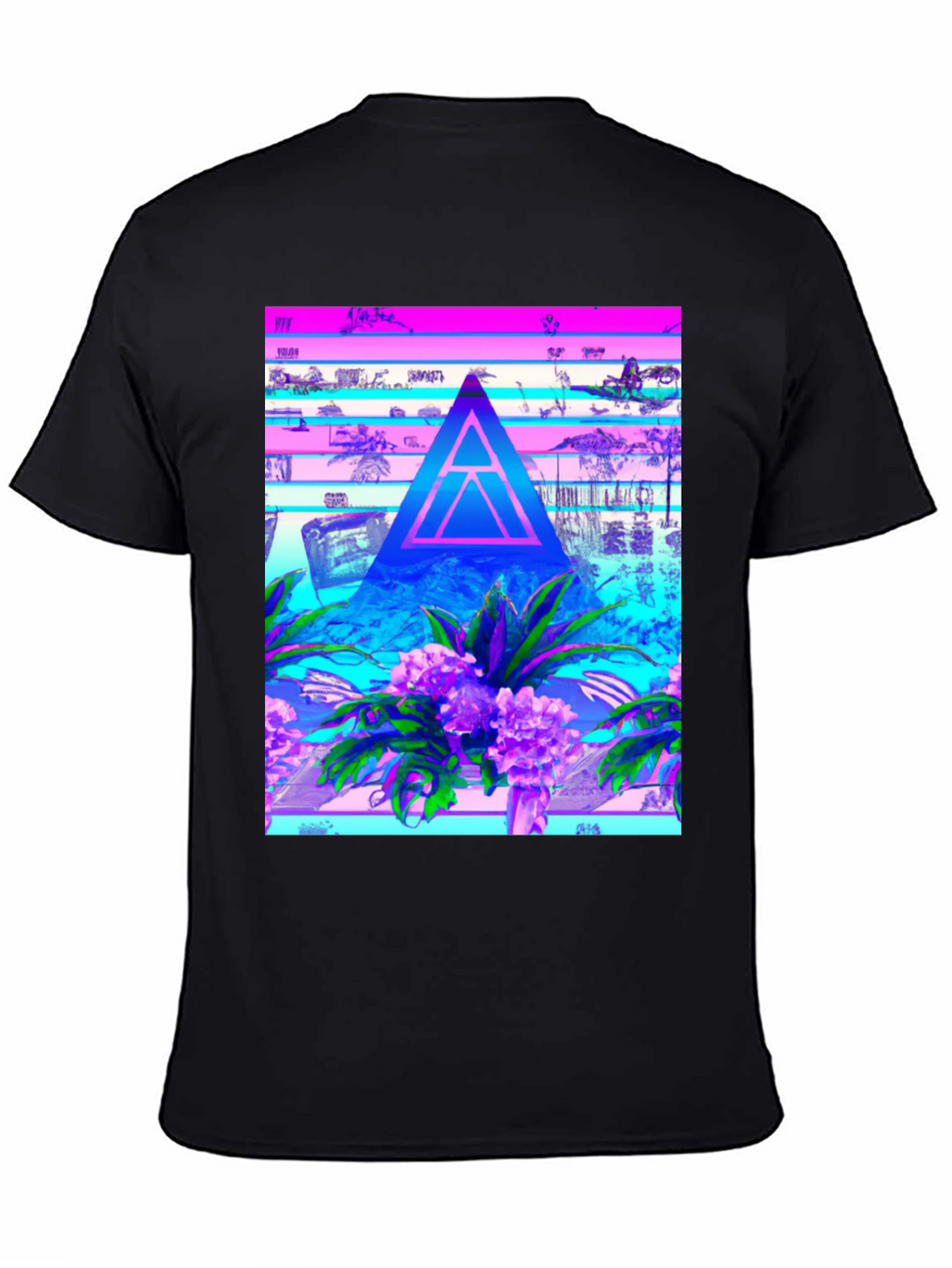 Abstract Triangle Graphic Tee - Vaporwave Style