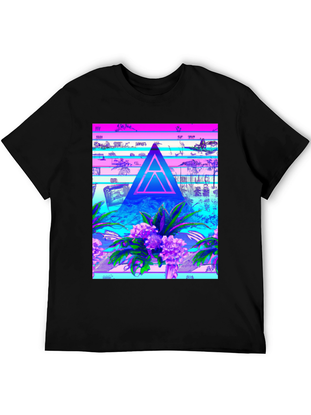 Abstract Triangle Graphic Tee - Vaporwave Style