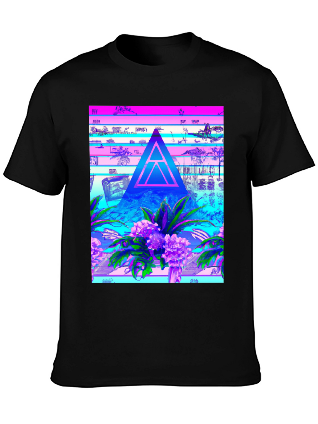 Abstract Triangle Graphic Tee - Vaporwave Style