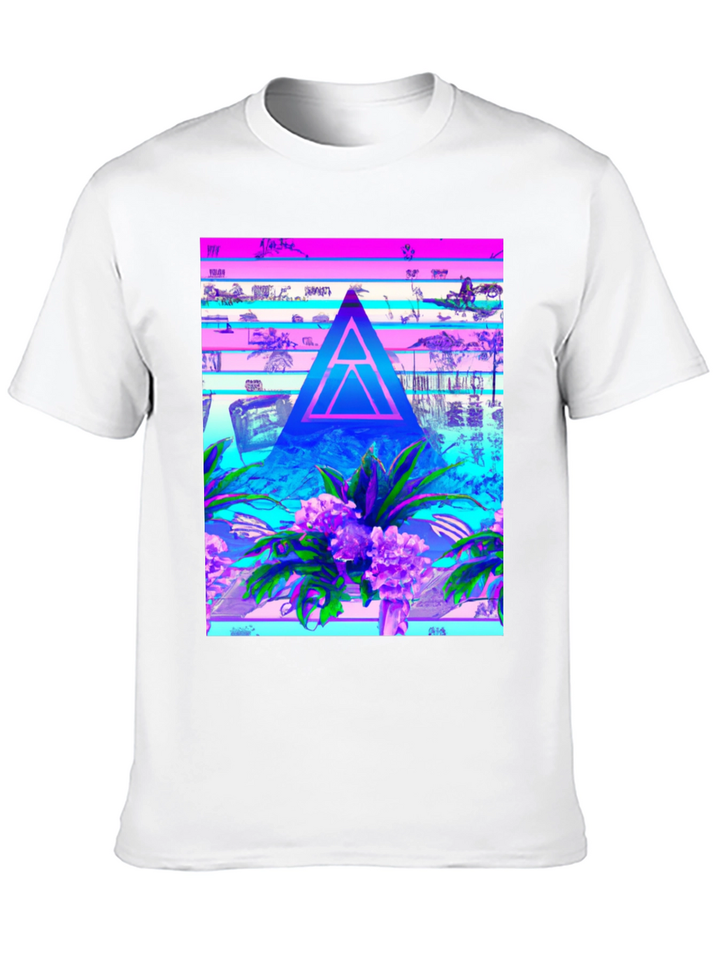 Abstract Triangle Graphic Tee - Vaporwave Style