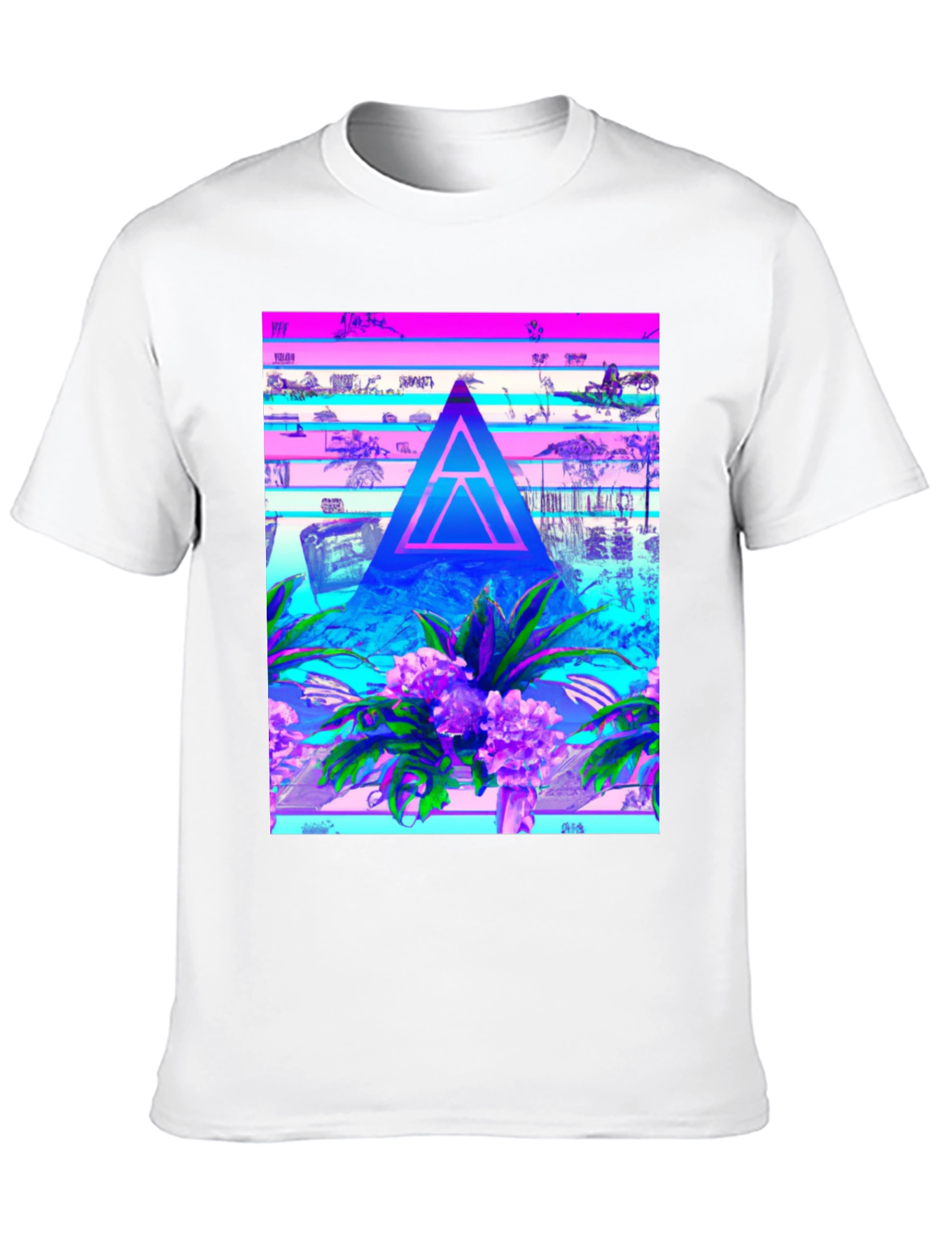 Abstract Triangle Graphic Tee - Vaporwave Style