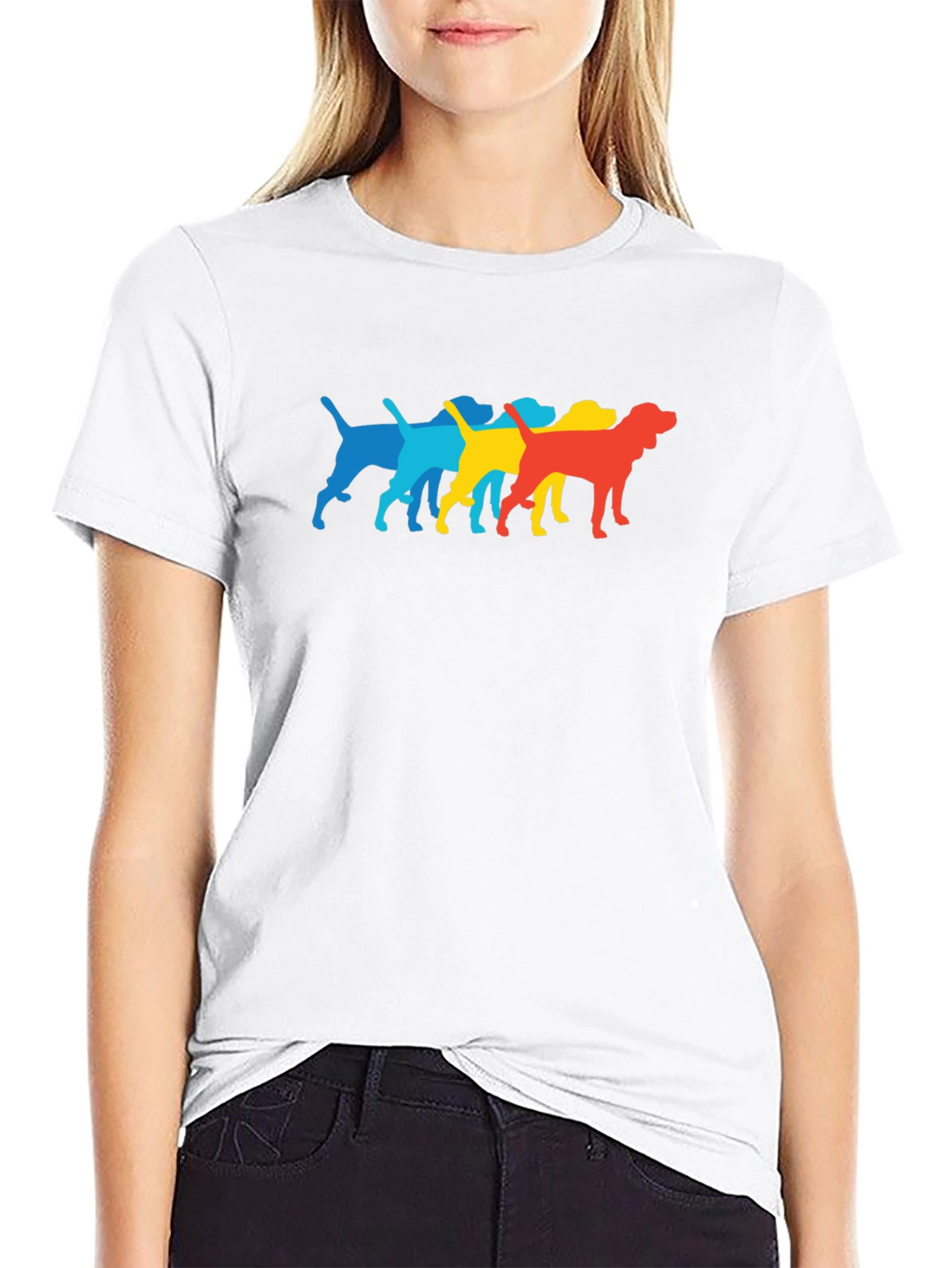 Retro Dog Breed Graphic Print Crew Neck T-Shirt