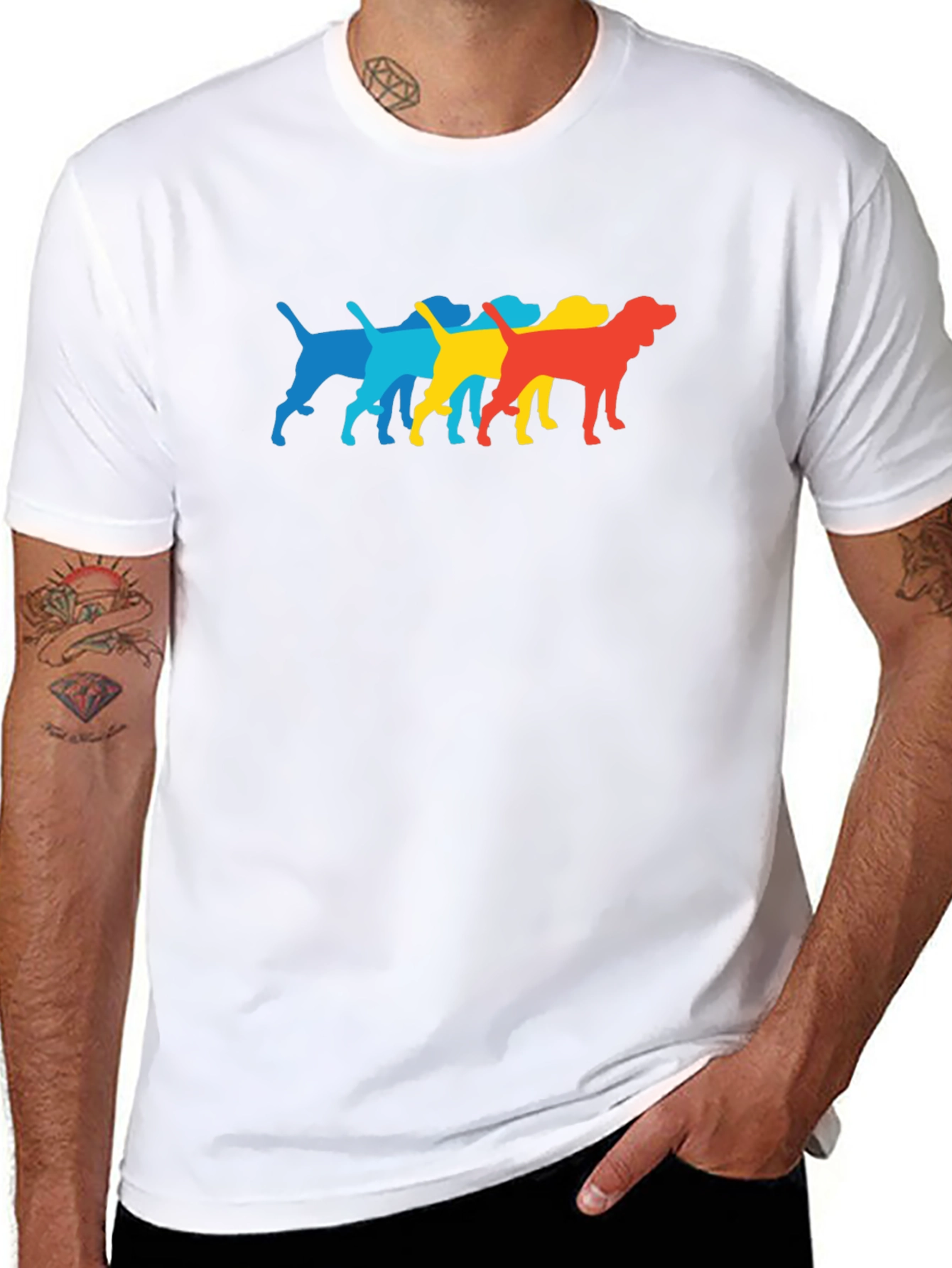 Retro Dog Breed Graphic Print Crew Neck T-Shirt