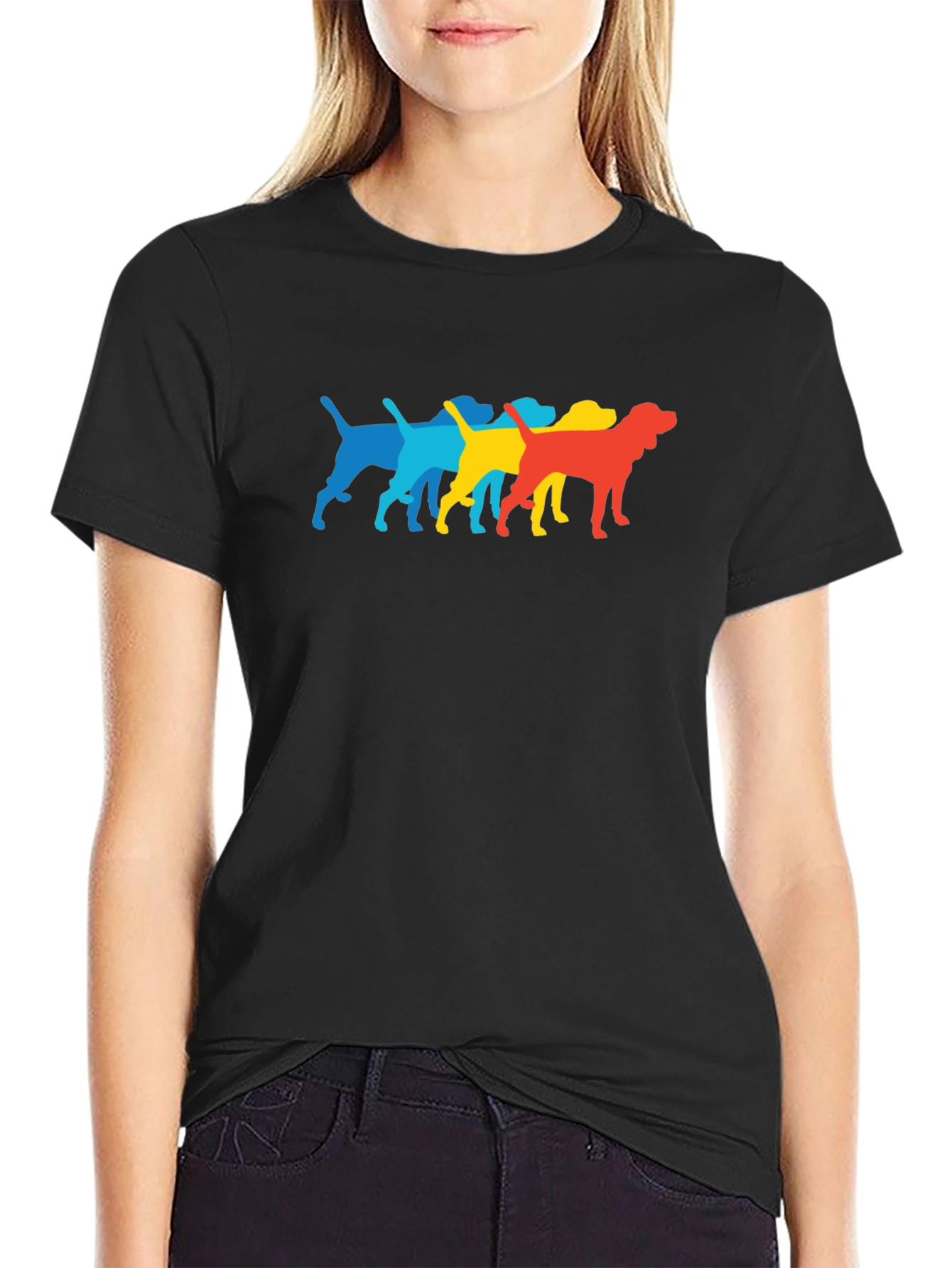 Retro Dog Breed Graphic Print Crew Neck T-Shirt