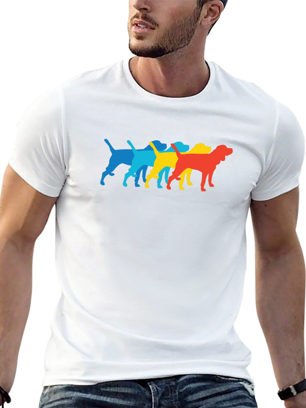 Retro Dog Breed Graphic Print Crew Neck T-Shirt