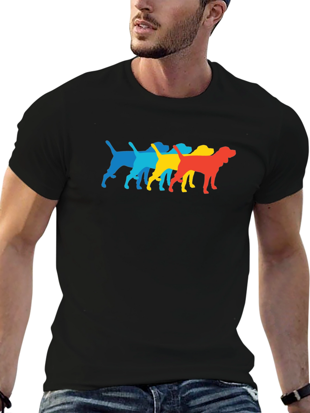 Retro Dog Breed Graphic Print Crew Neck T-Shirt
