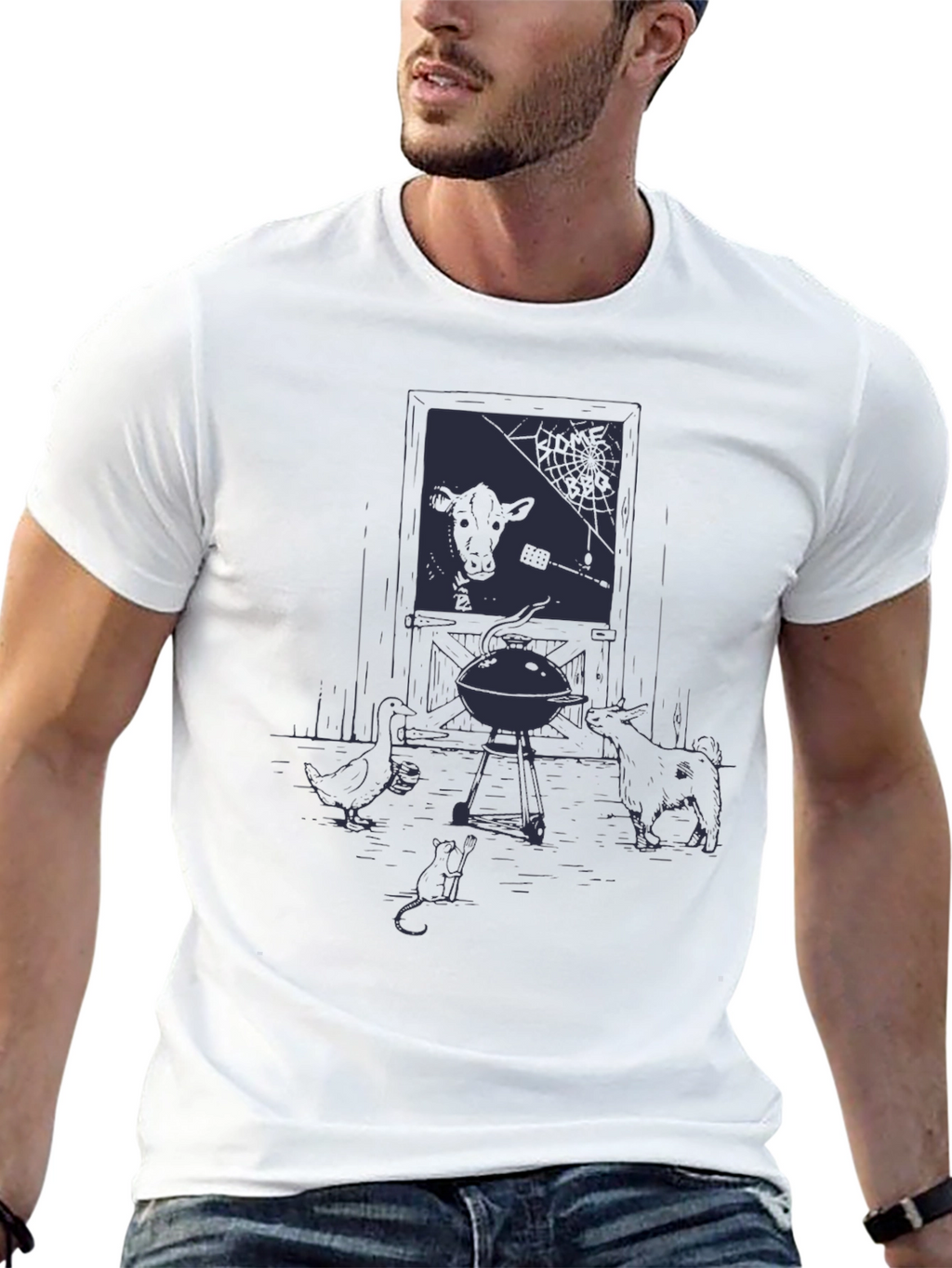 Black Graphic Tee - Backyard BBQ Design