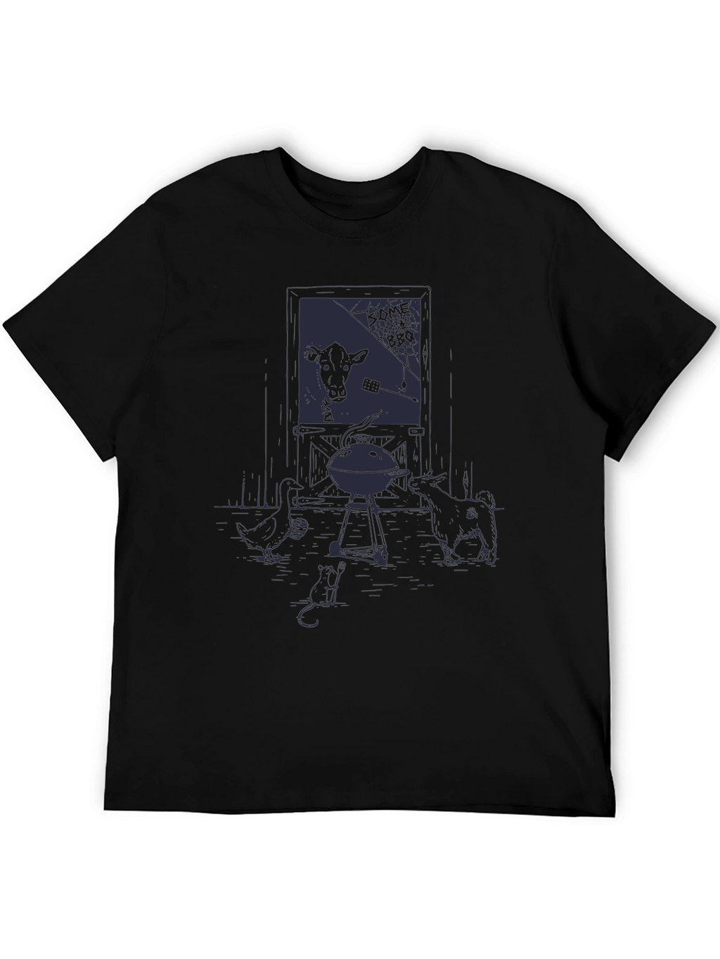 Black Graphic Tee - Backyard BBQ Design