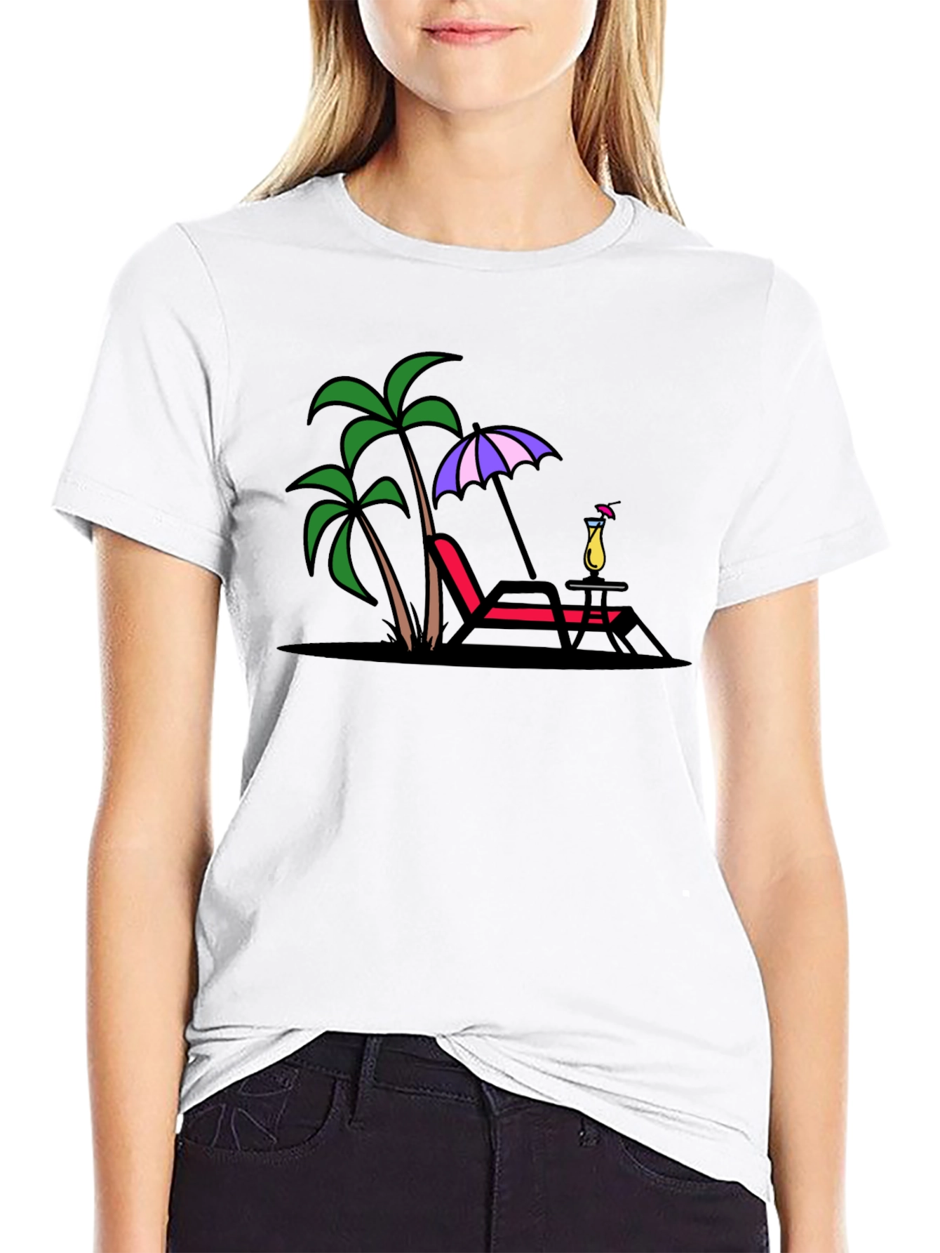 Relaxing Beach Scene Graphic T-Shirt
