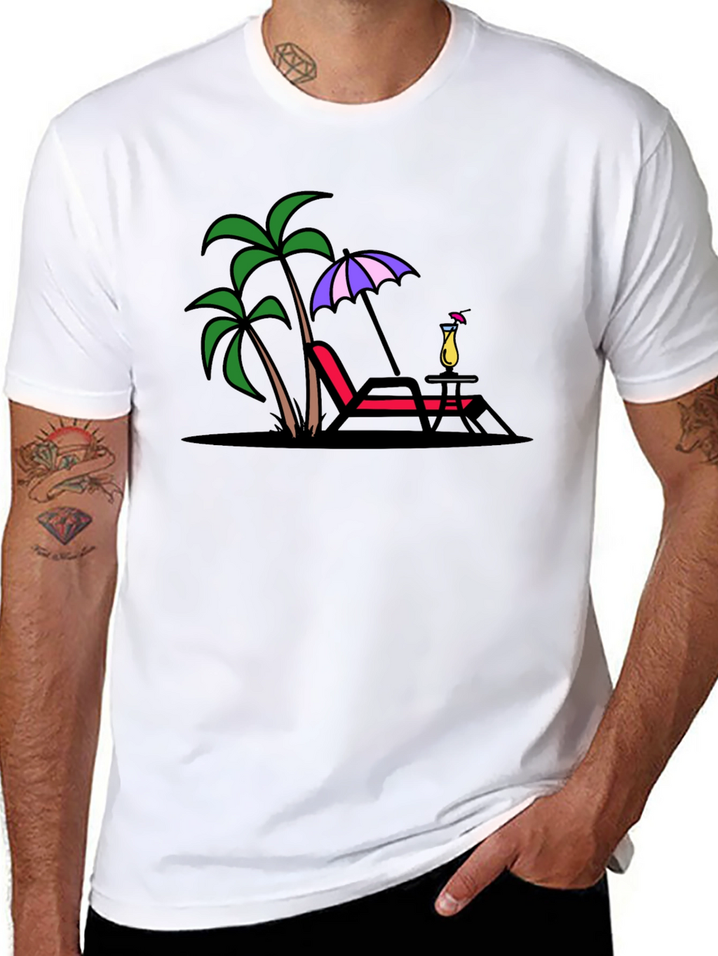 Relaxing Beach Scene Graphic T-Shirt