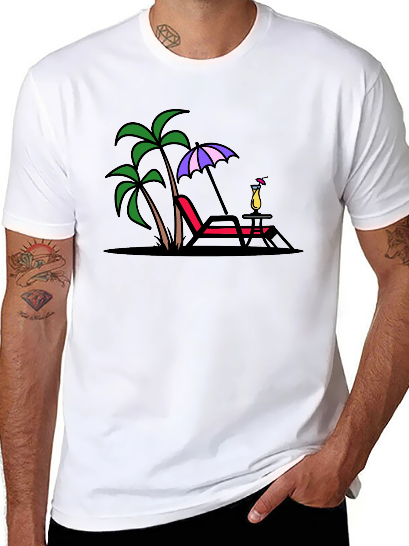 Relaxing Beach Scene Graphic T-Shirt