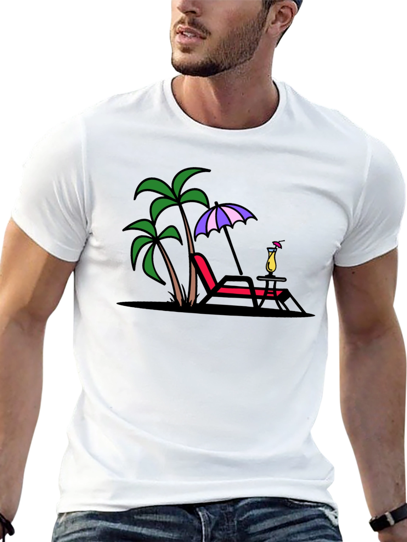 Relaxing Beach Scene Graphic T-Shirt
