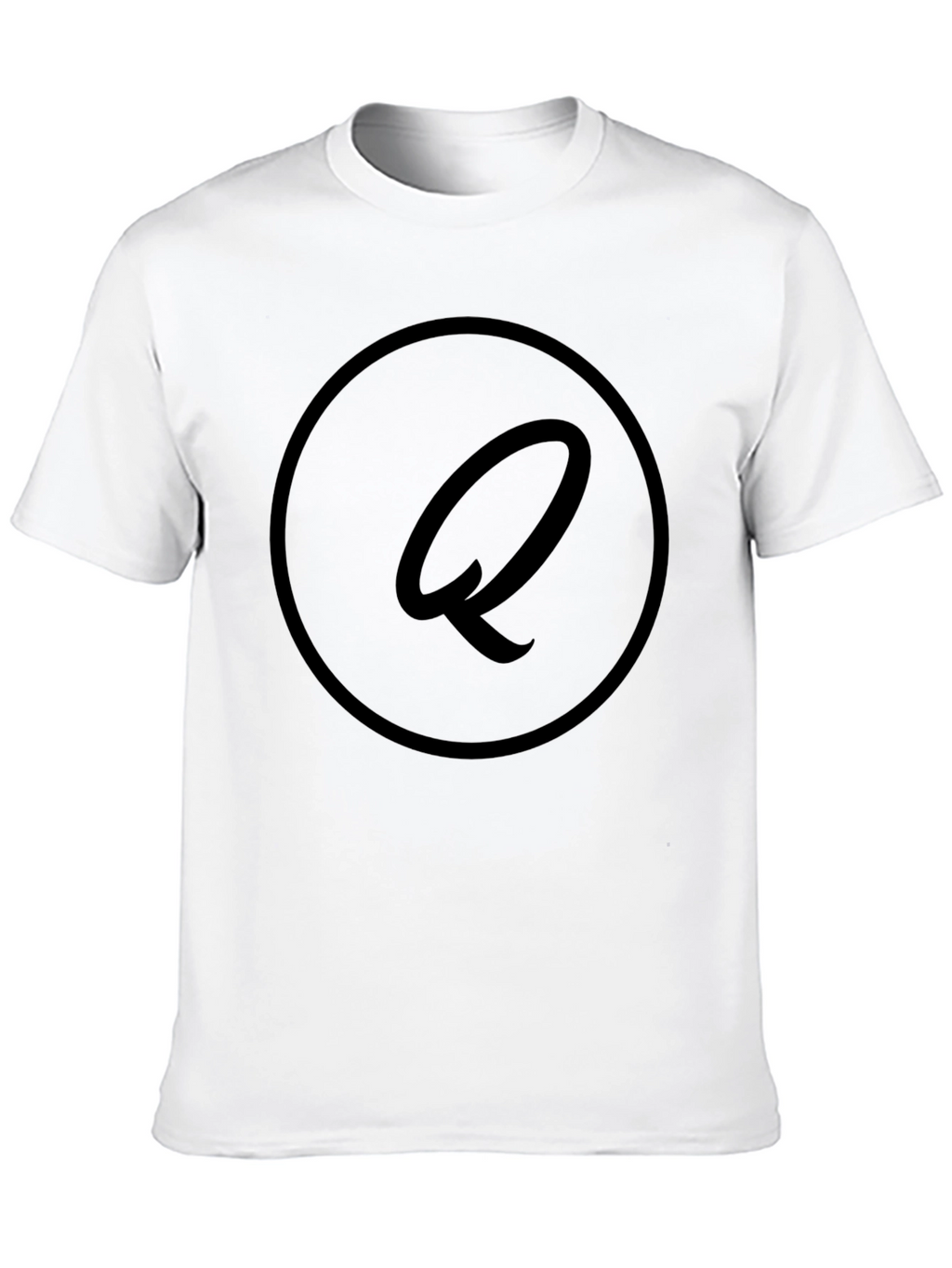 Stylish Black Graphic Tee - Letter Q Design