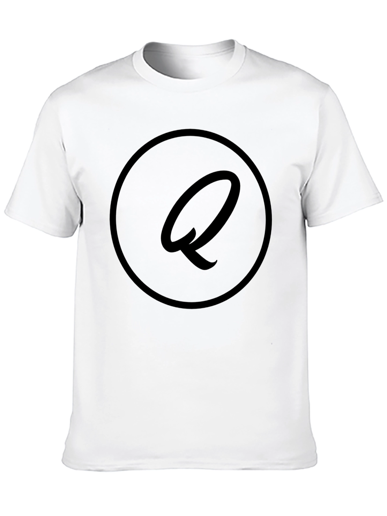 Stylish Black Graphic Tee - Letter Q Design