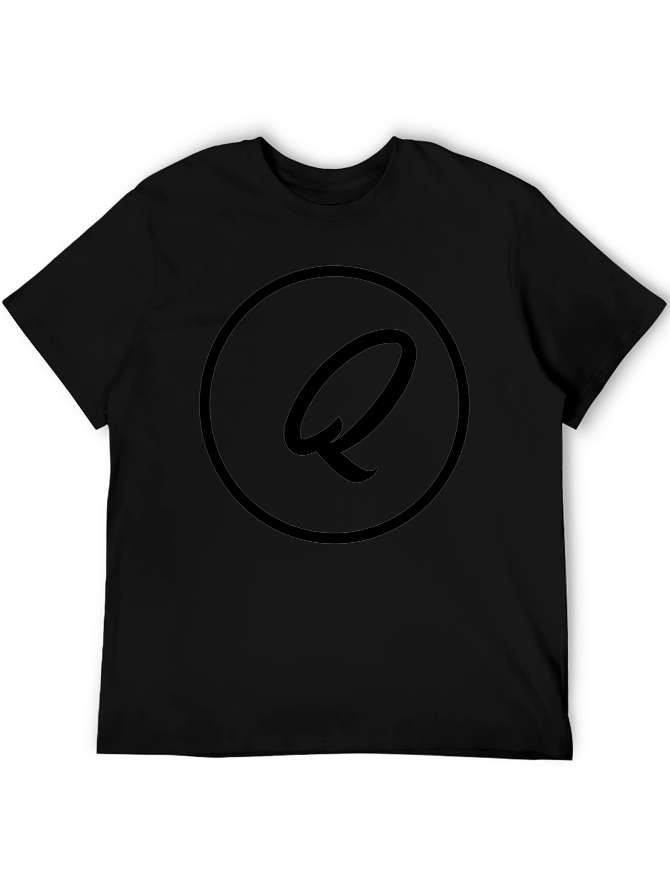 Stylish Black Graphic Tee - Letter Q Design