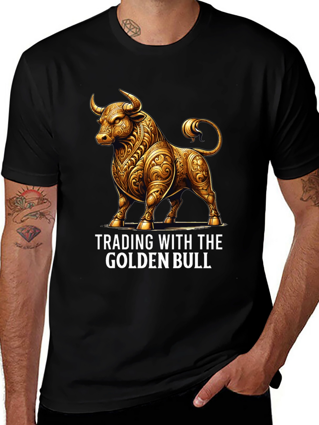 Golden Bull Trading T-Shirt - Stylish Investment Apparel