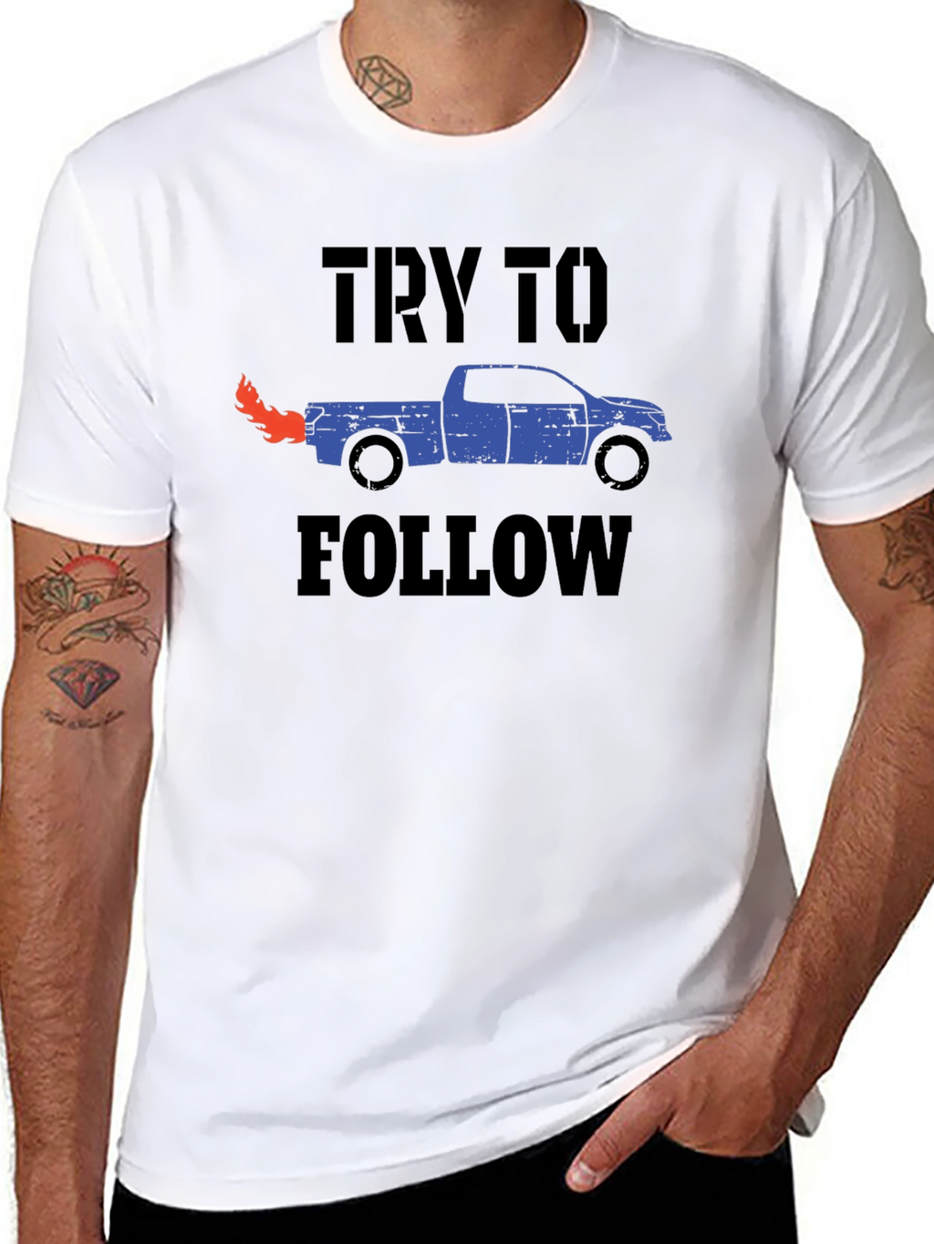 Try To Follow Truck Graphic Tee - Black