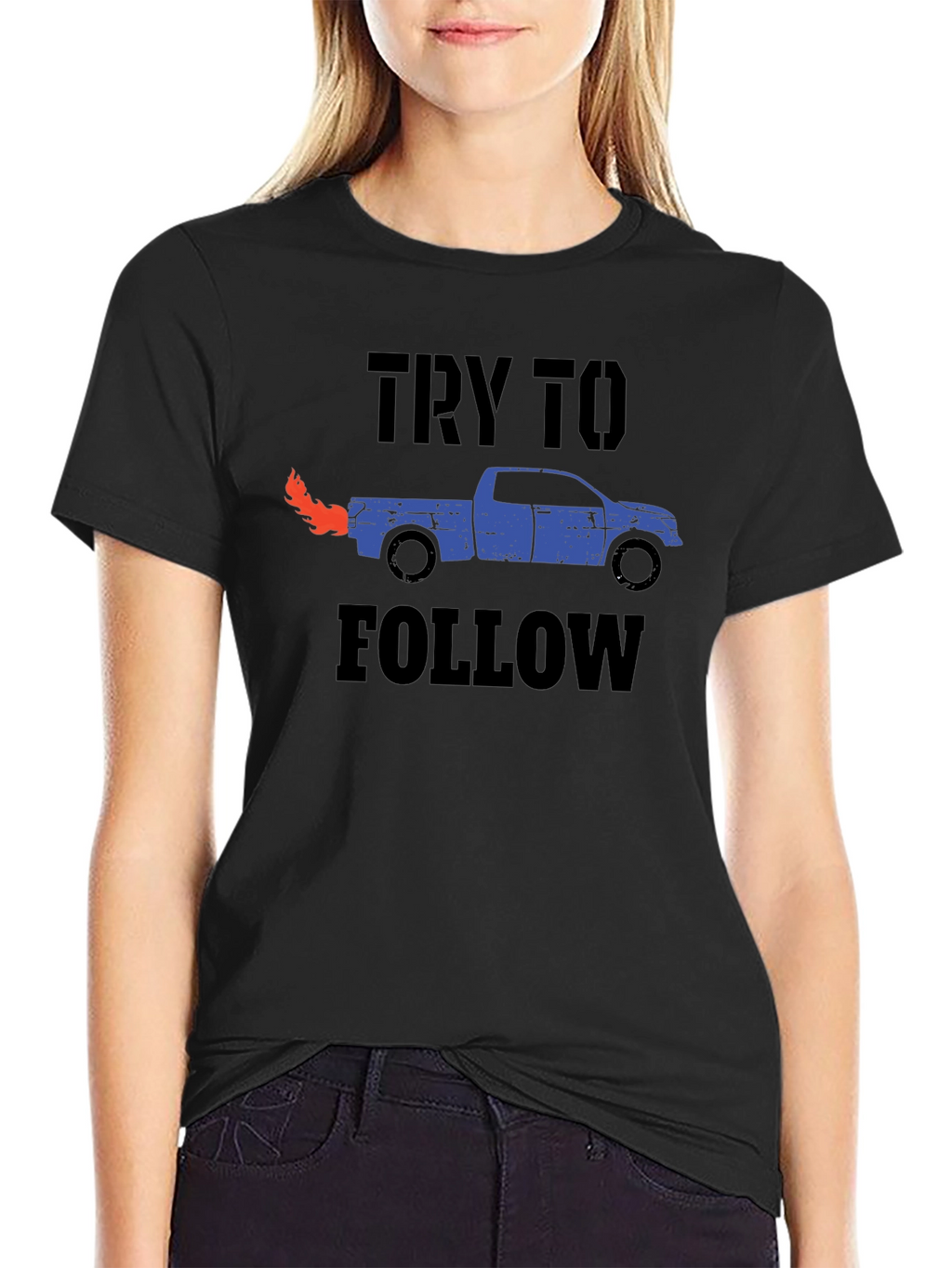 Try To Follow Truck Graphic Tee - Black