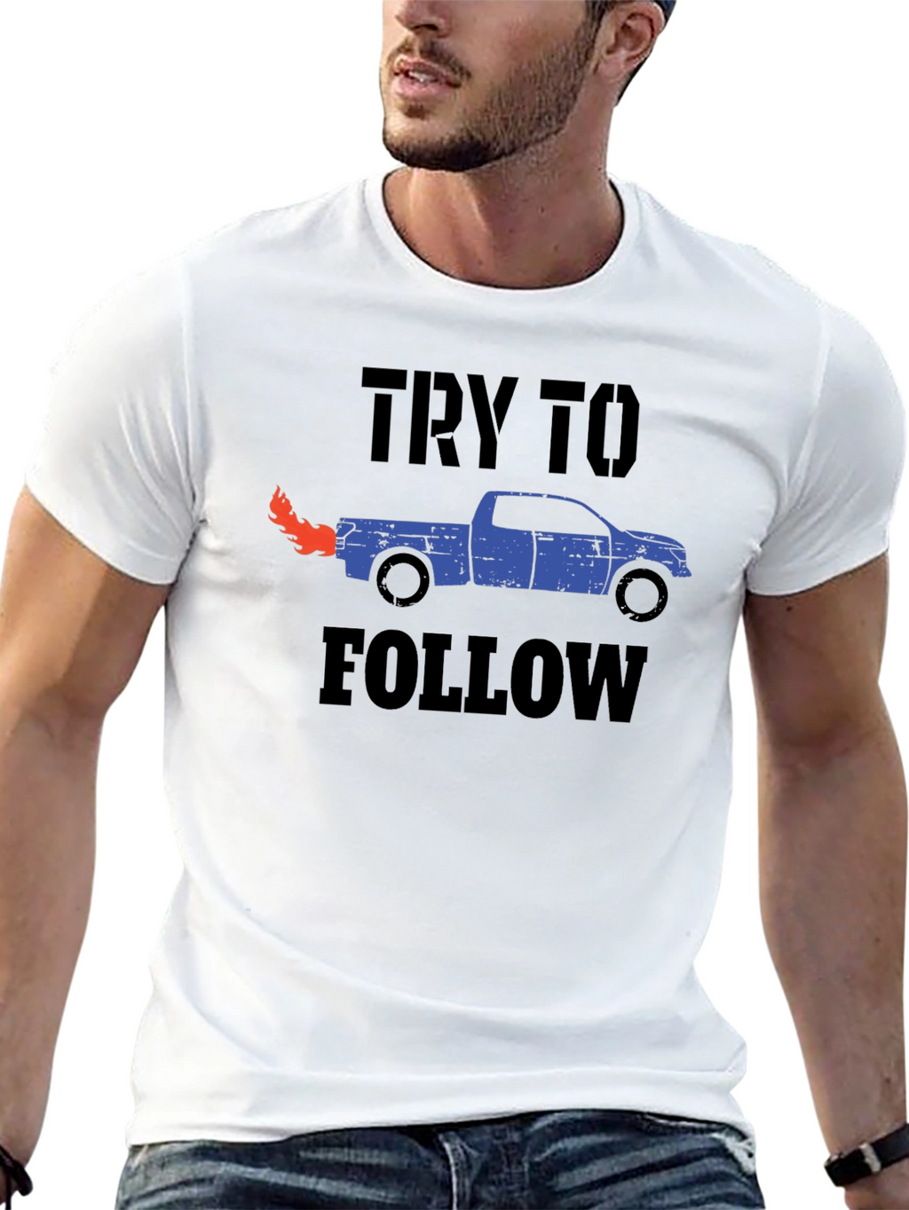 Try To Follow Truck Graphic Tee - Black