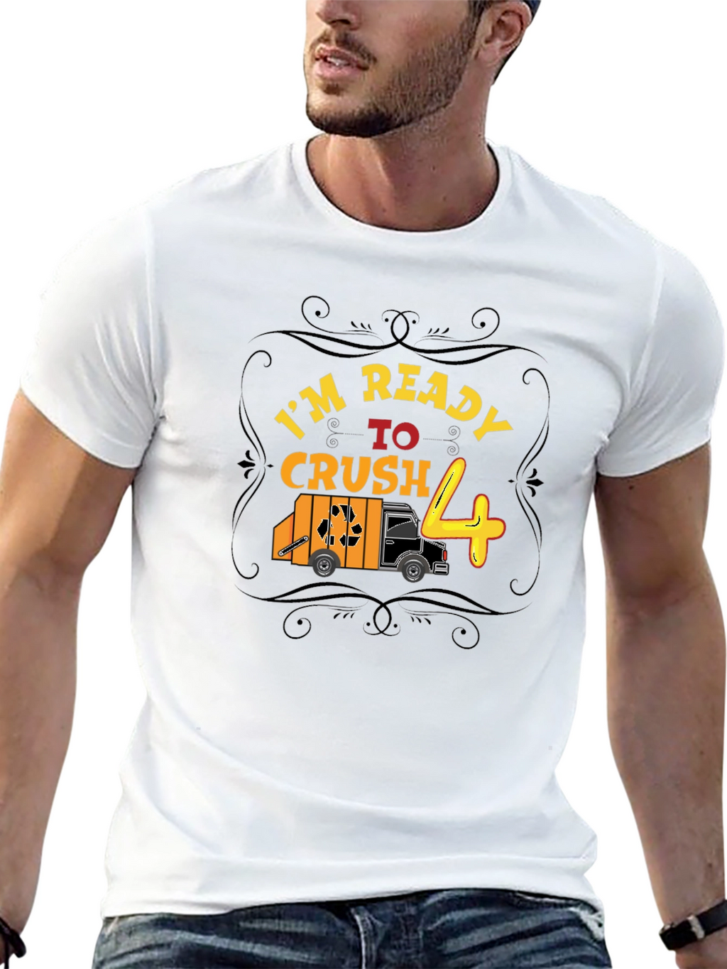 Ready to Crush 4th Birthday Garbage Truck T-Shirt