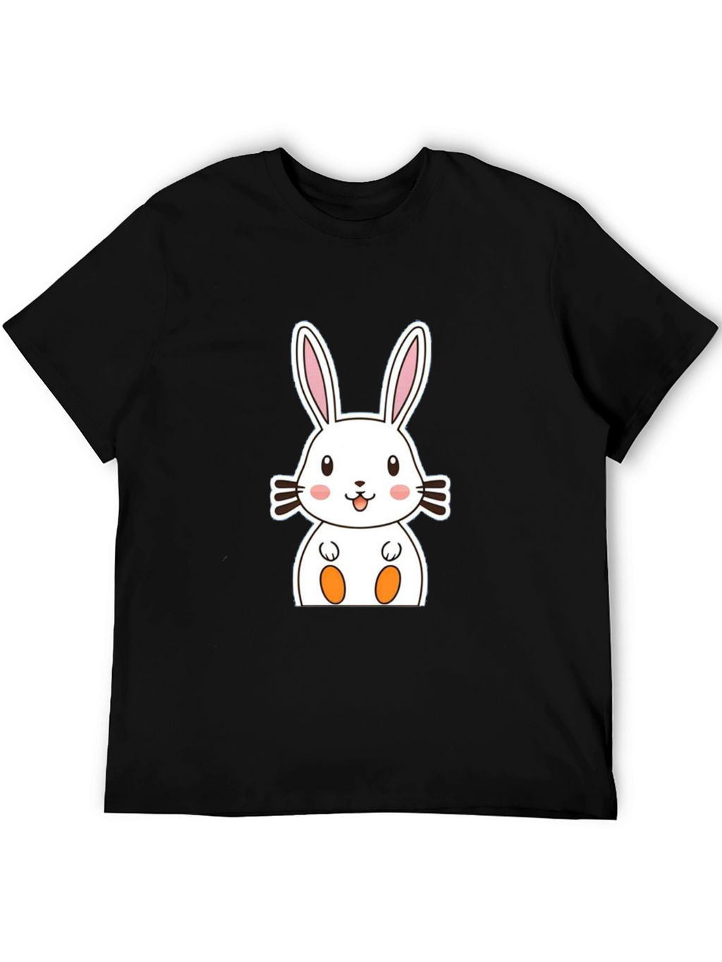 Cute Bunny Graphic Tee - Black Cotton Comfort