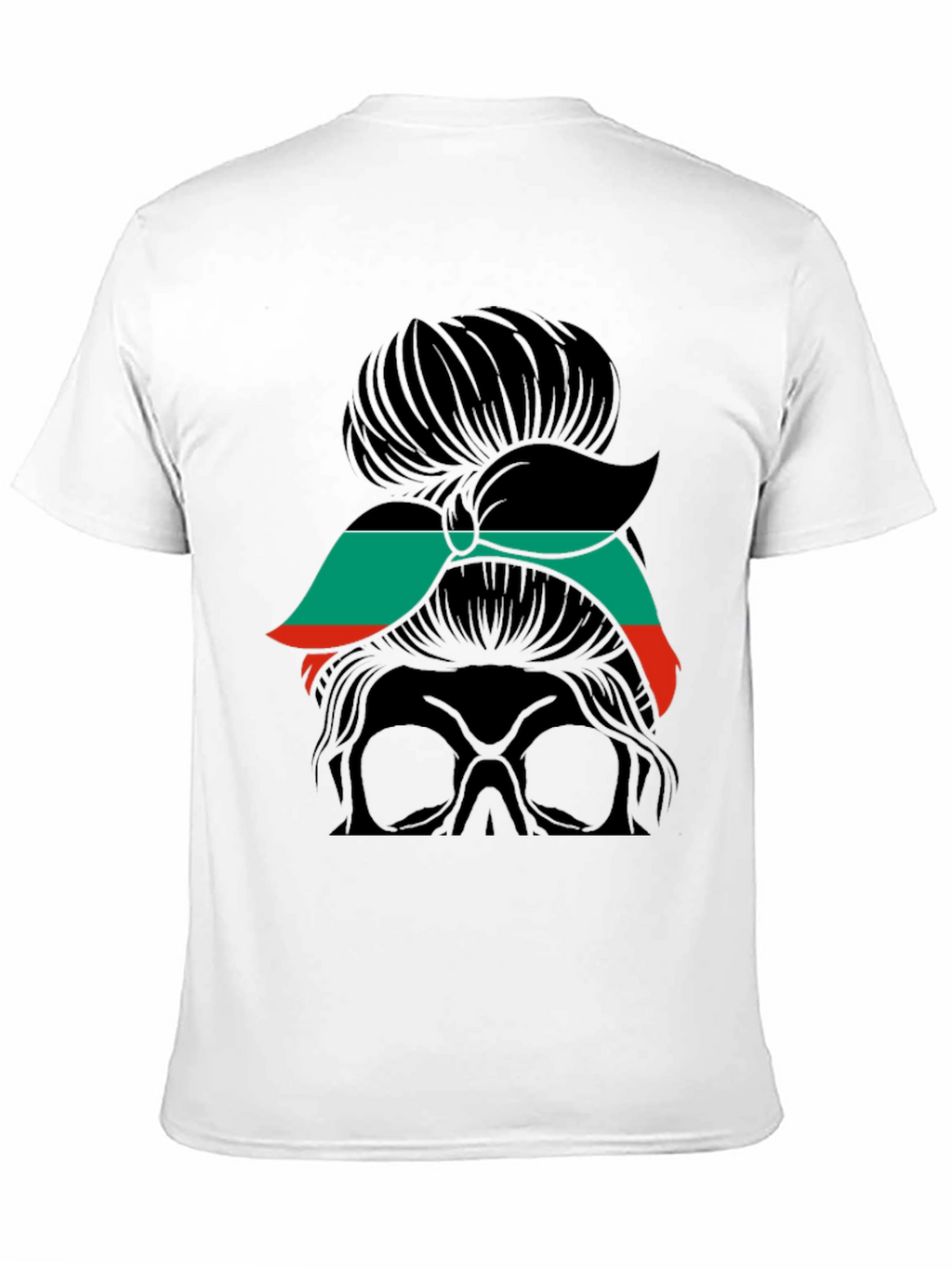 Messy Bun Skull T-Shirt - Stylish & Edgy