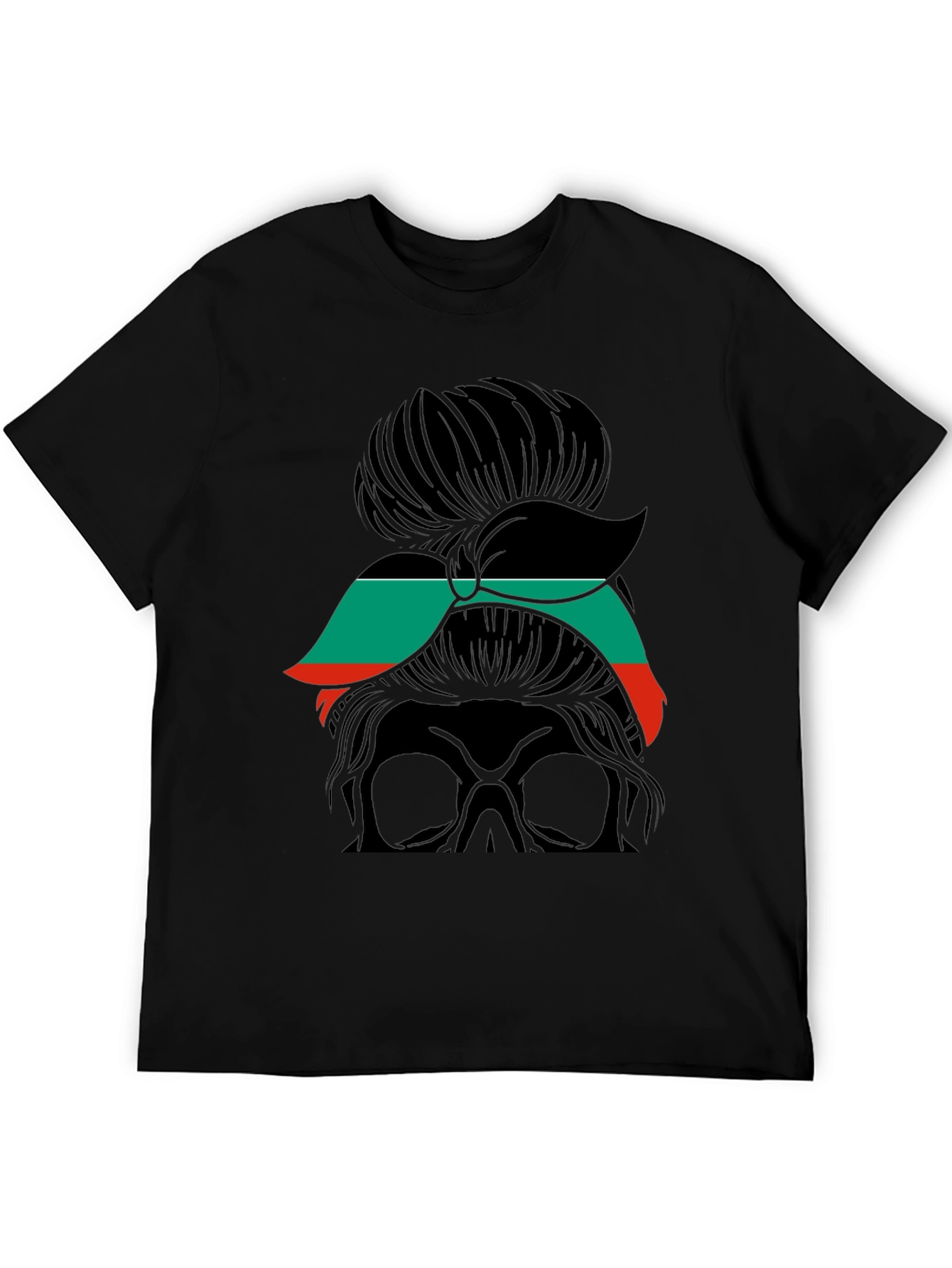 Messy Bun Skull T-Shirt - Stylish & Edgy