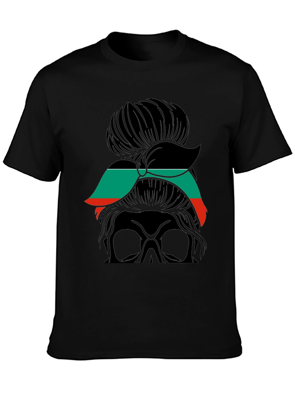 Messy Bun Skull T-Shirt - Stylish & Edgy