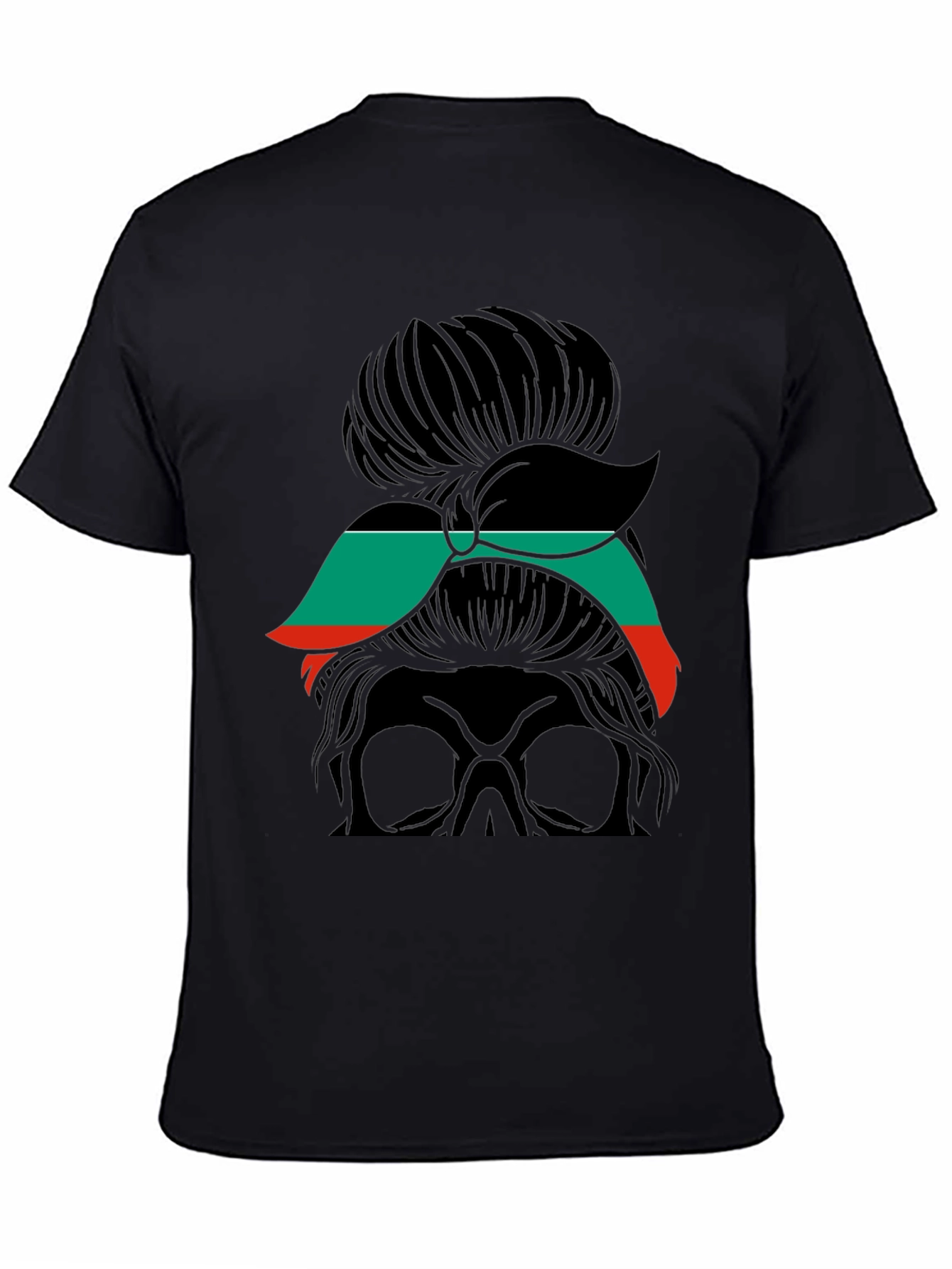 Messy Bun Skull T-Shirt - Stylish & Edgy