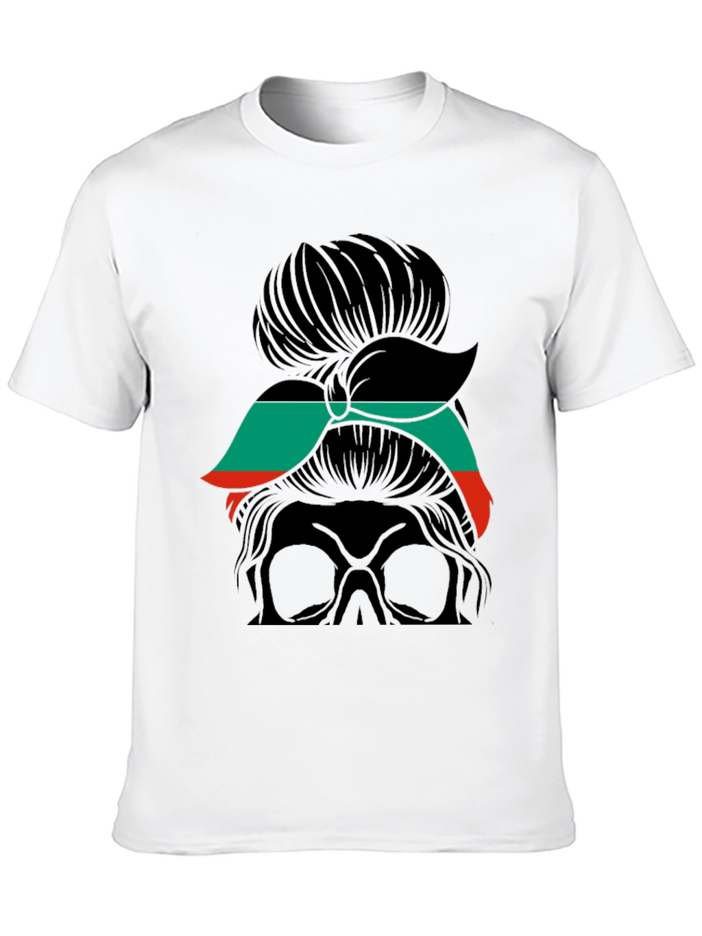 Messy Bun Skull T-Shirt - Stylish & Edgy