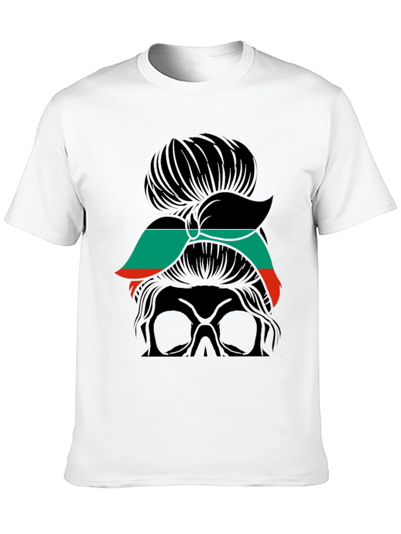 Messy Bun Skull T-Shirt - Stylish & Edgy
