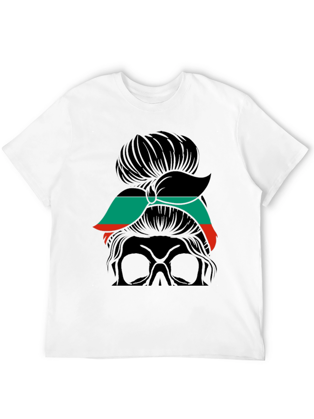 Messy Bun Skull T-Shirt - Stylish & Edgy