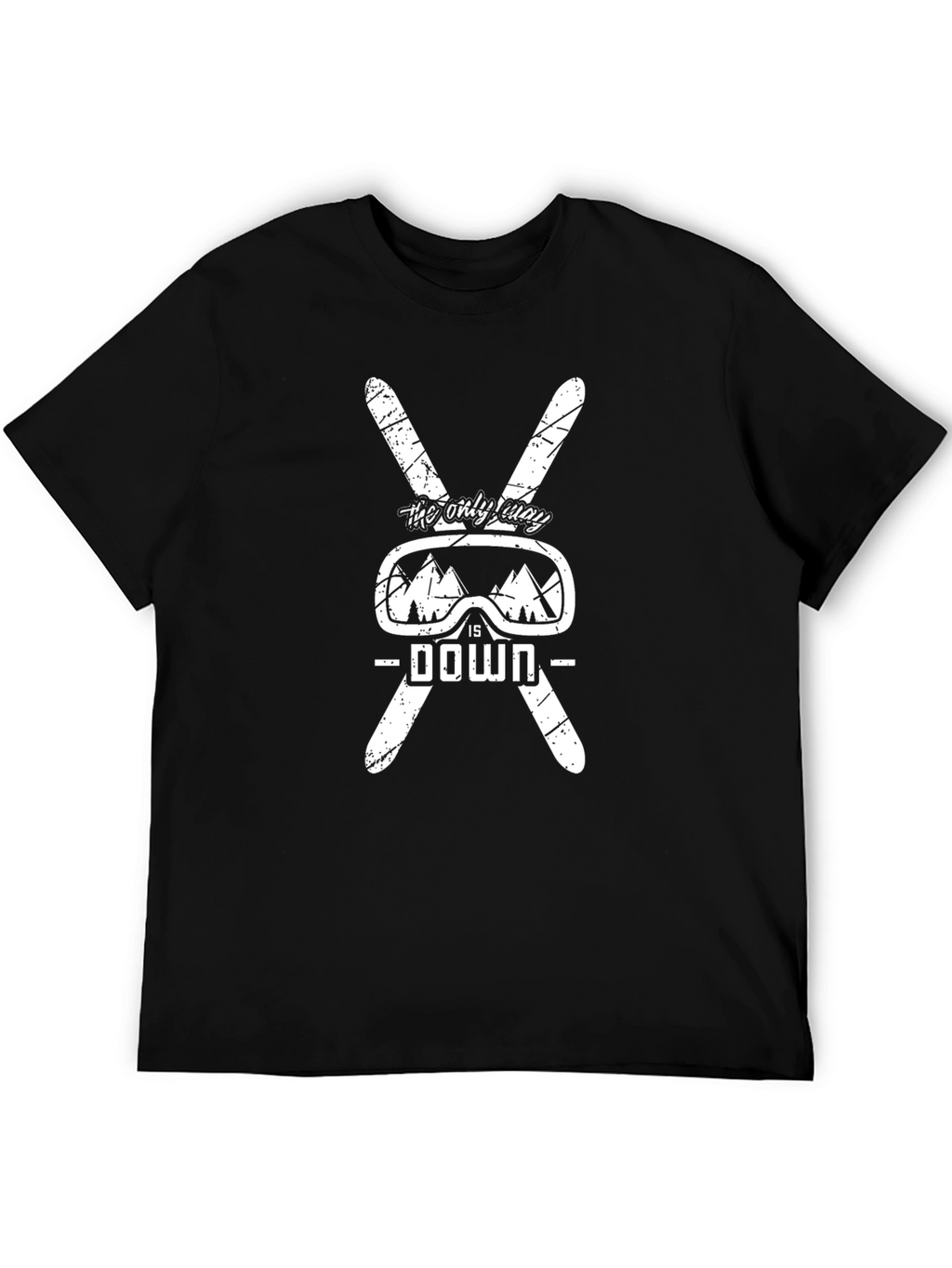 Ski Down Graphic Tee - Black Cotton Shirt
