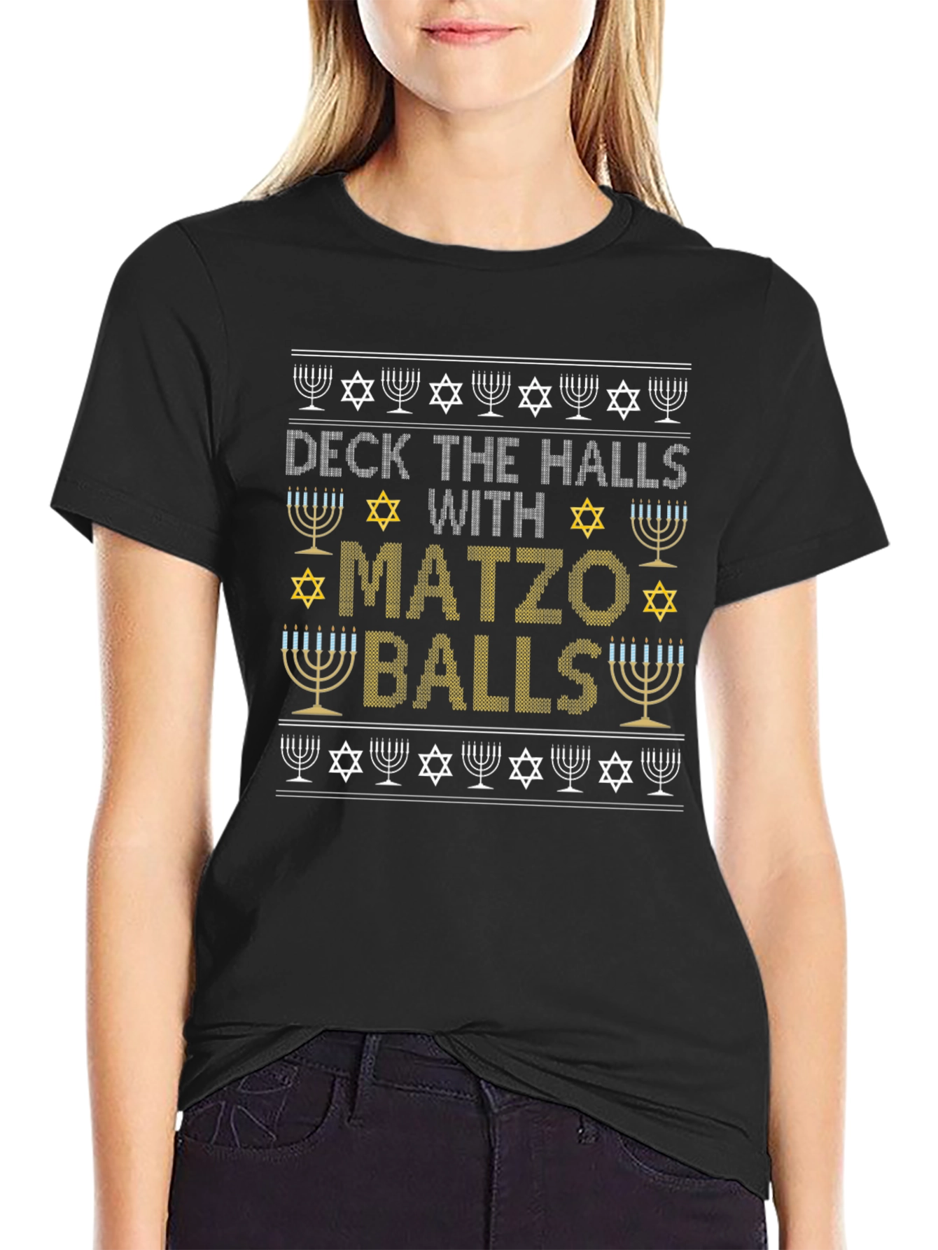 Deck the Halls with Matzo Balls Hanukkah T-Shirt