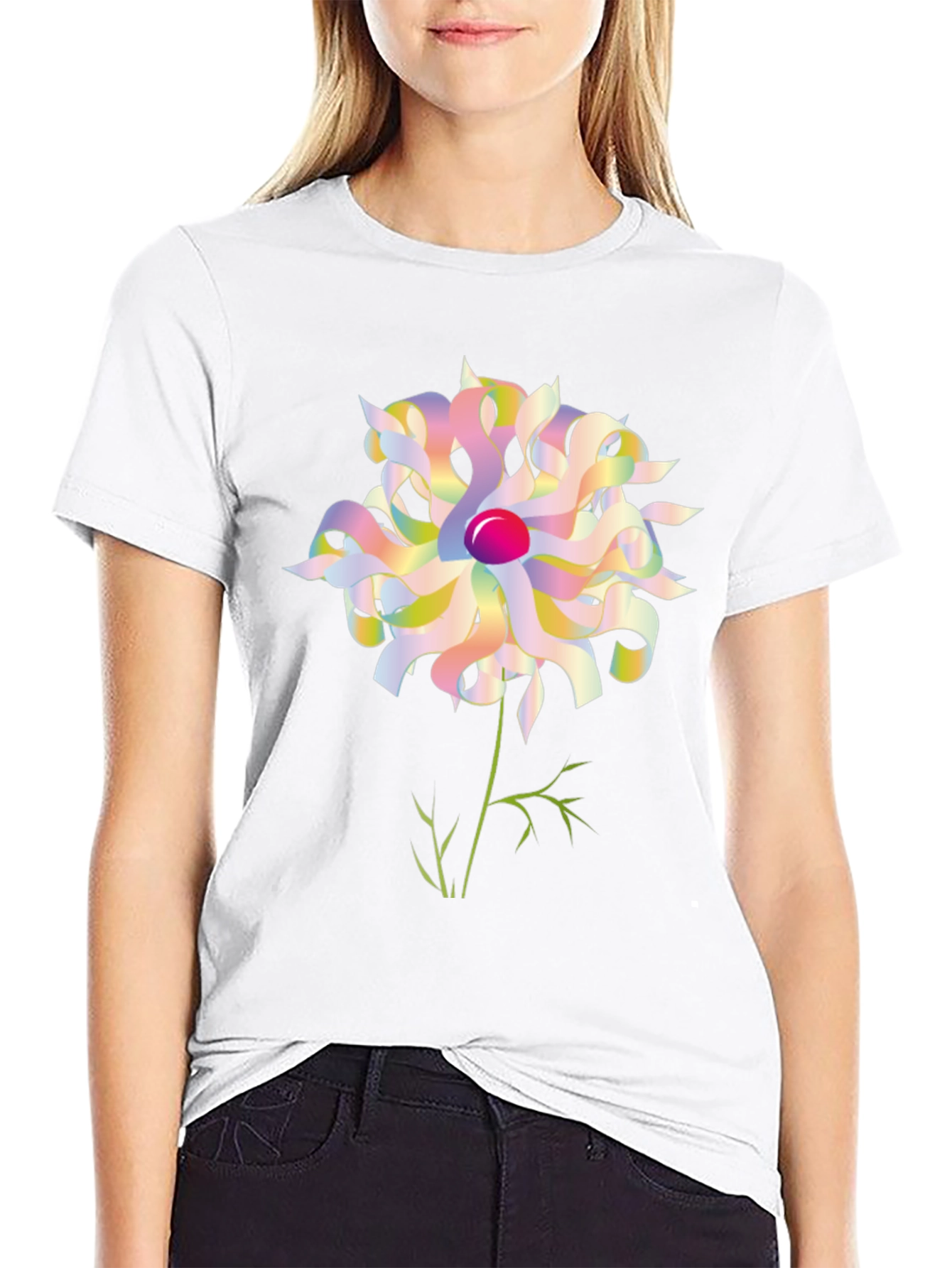 Abstract Floral Graphic Tee - Black Unisex Shirt