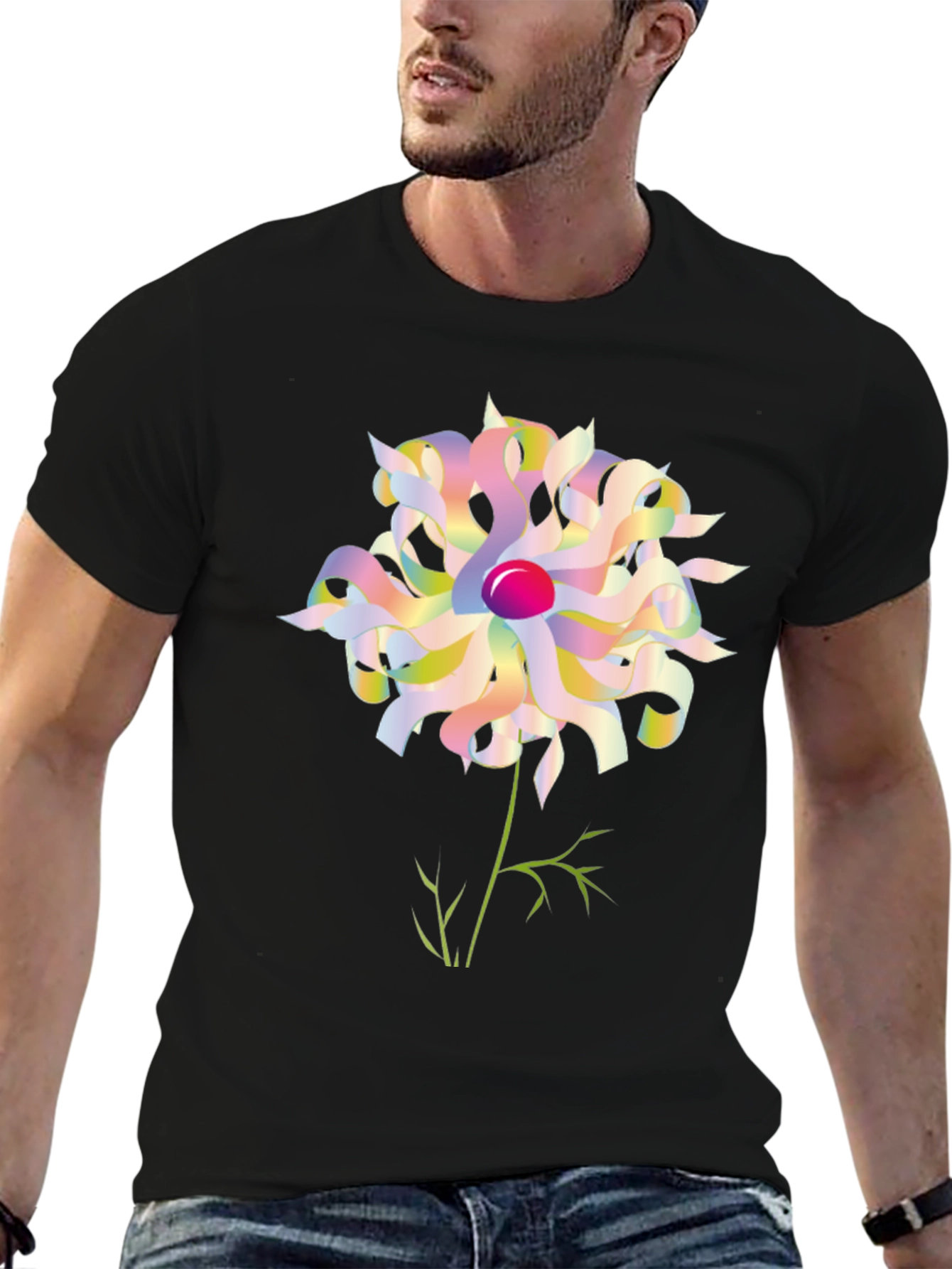 Abstract Floral Graphic Tee - Black Unisex Shirt