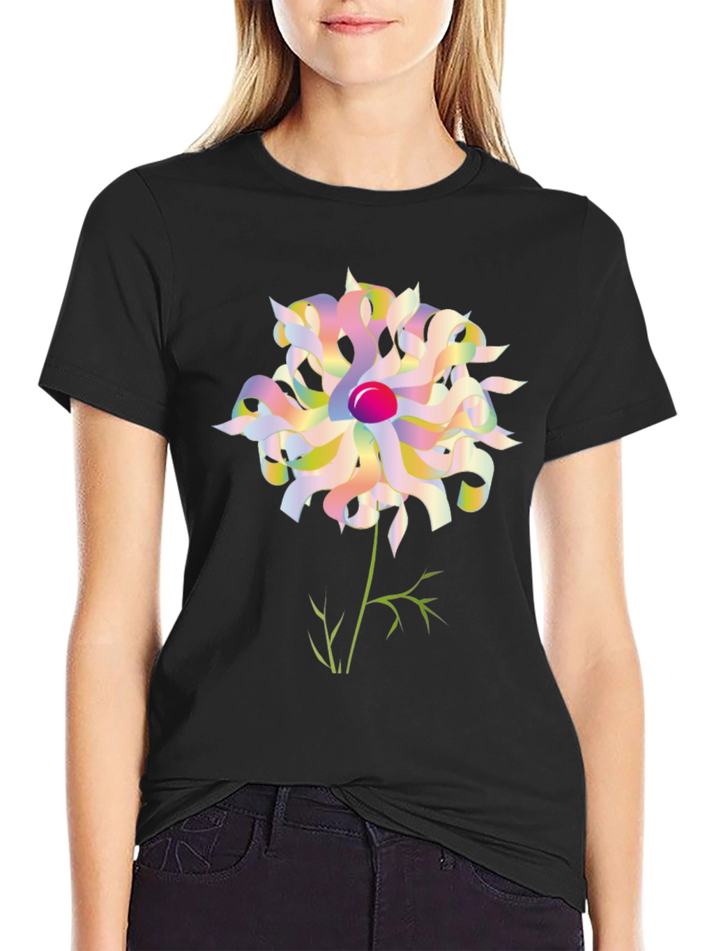Abstract Floral Graphic Tee - Black Unisex Shirt