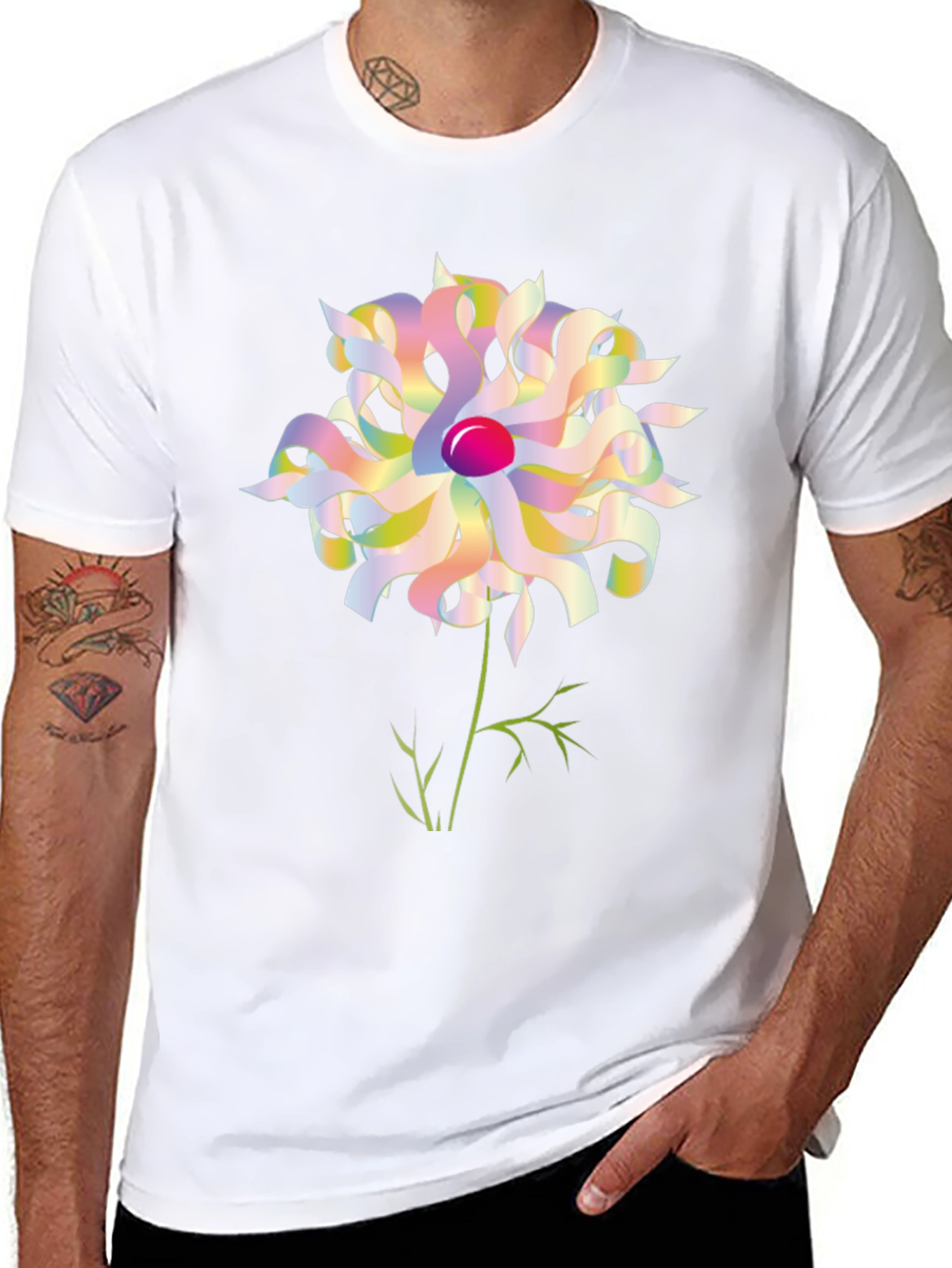 Abstract Floral Graphic Tee - Black Unisex Shirt