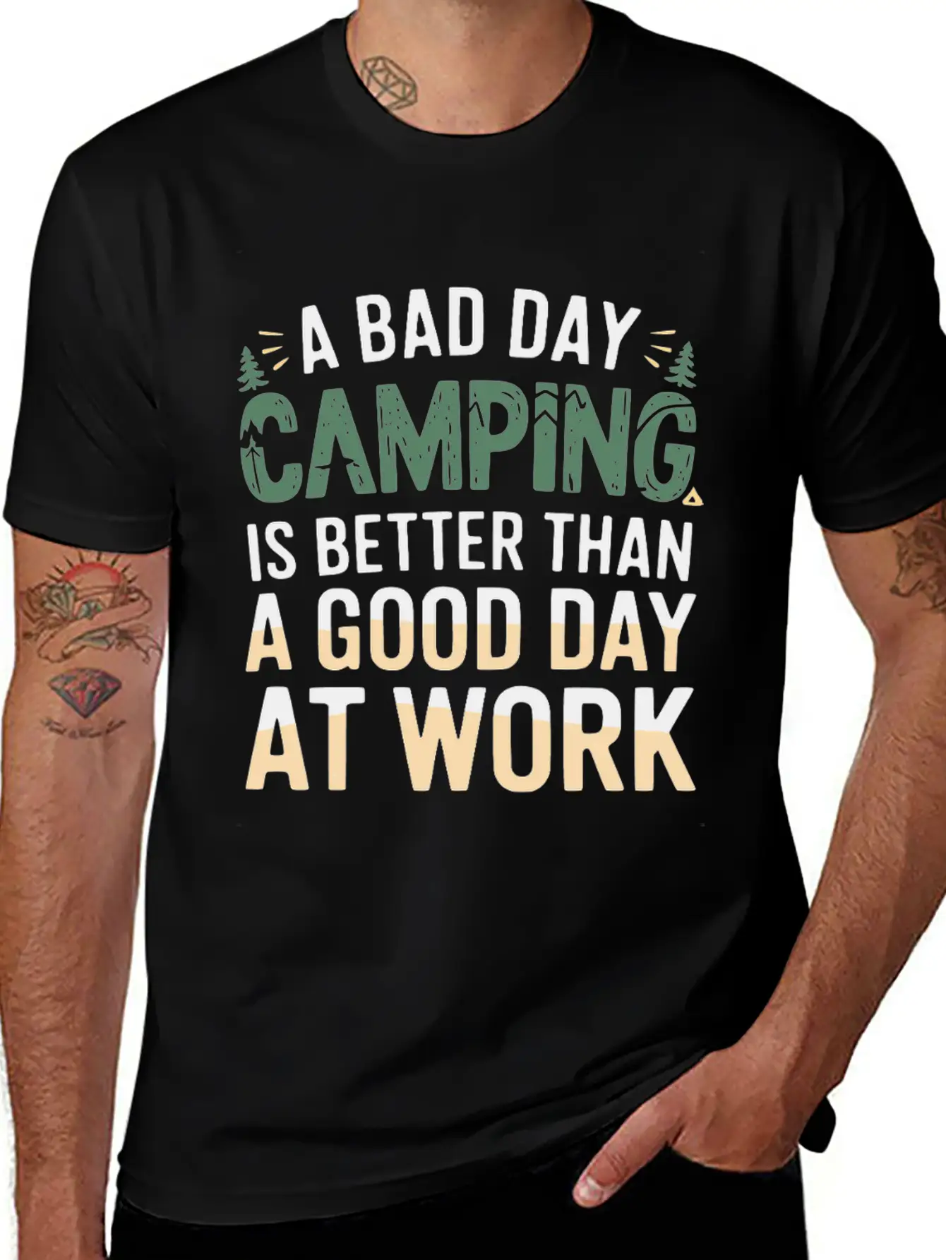 A Bad Day Camping Is Better Than A Good Day At Wor Timeless Short Sleeve Tee – Comfy And Minimalist Design