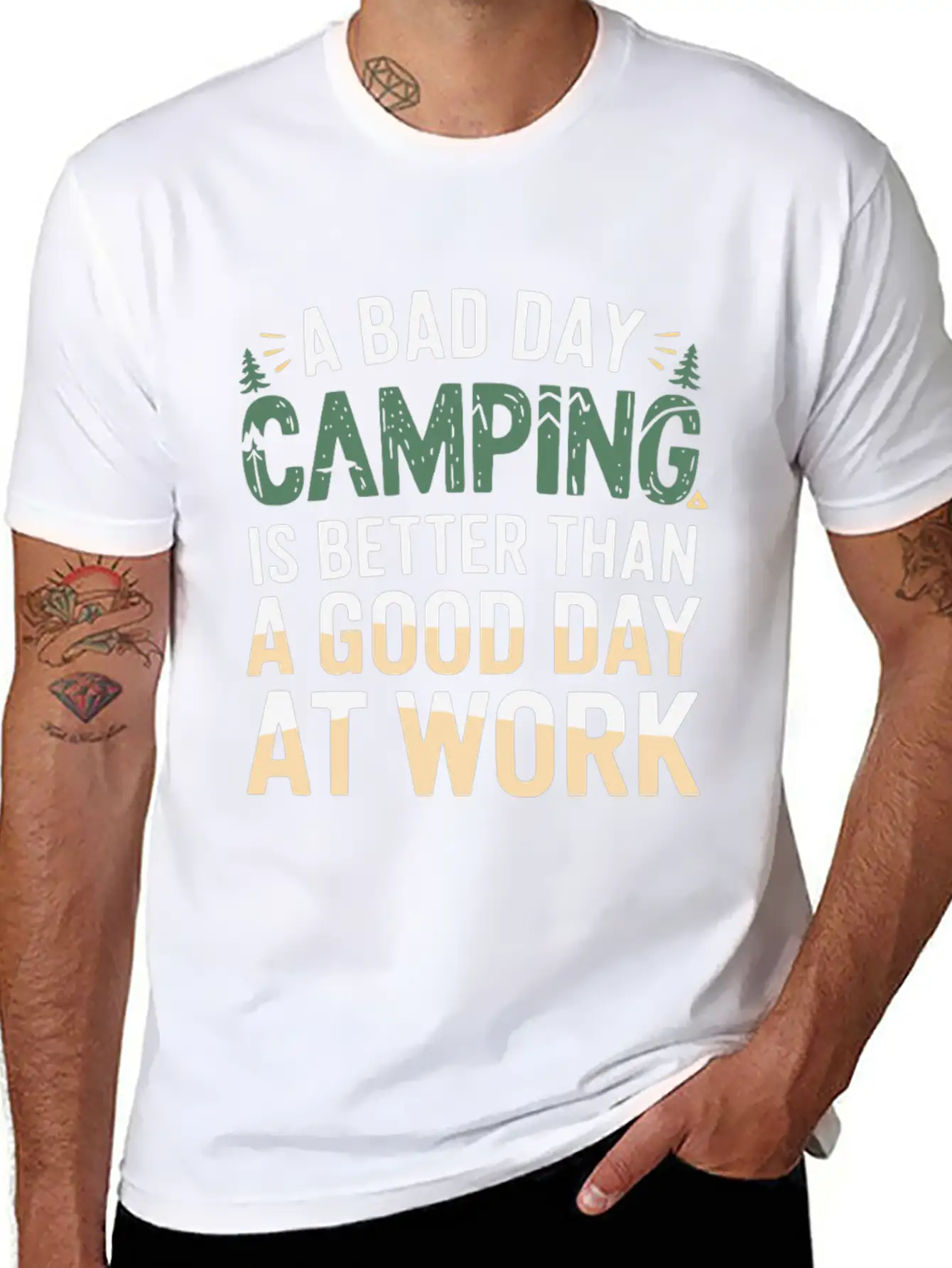 A Bad Day Camping Is Better Than A Good Day At Wor Timeless Short Sleeve Tee – Comfy And Minimalist Design