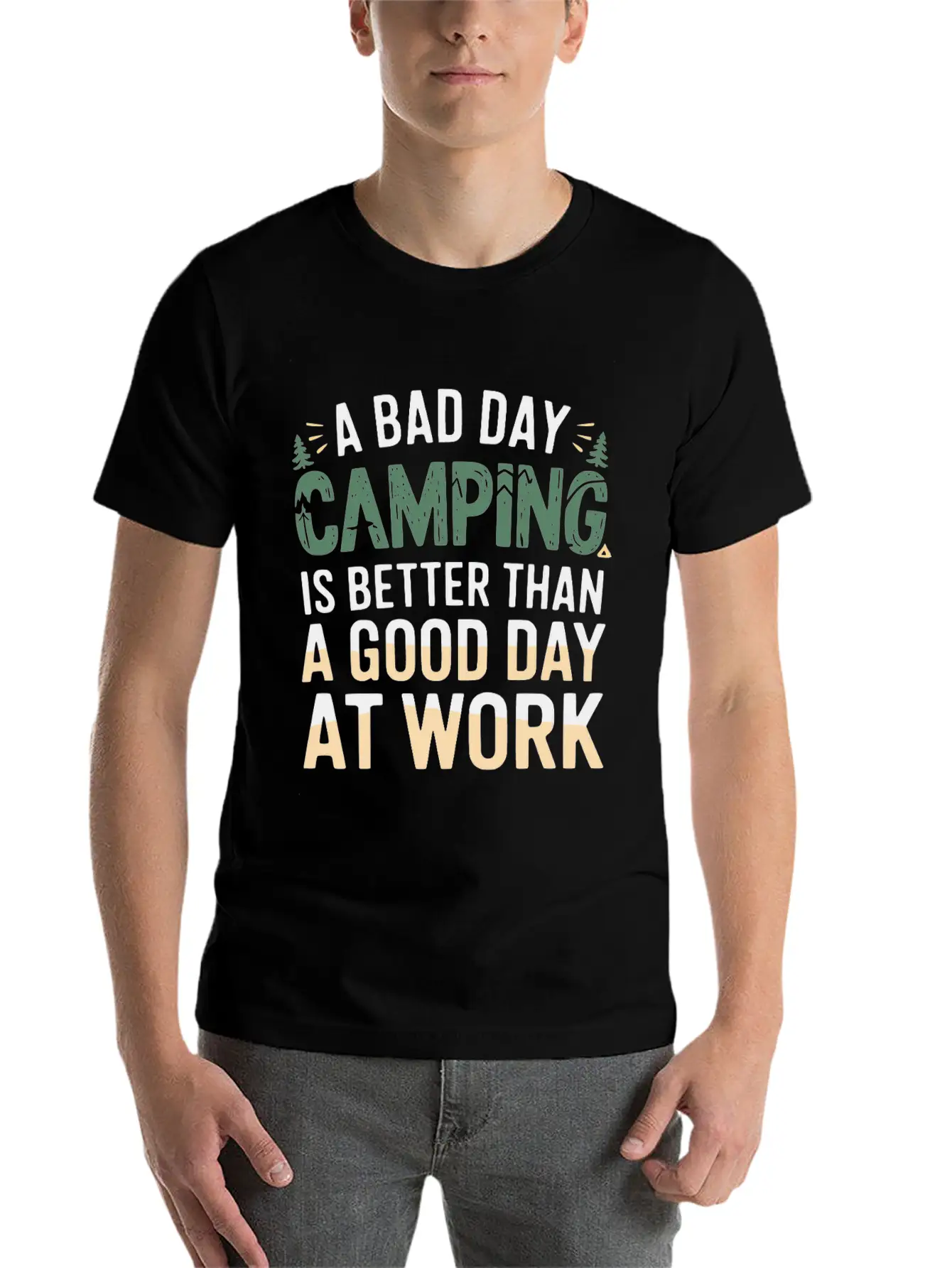 A Bad Day Camping Is Better Than A Good Day At Wor Timeless Short Sleeve Tee – Comfy And Minimalist Design