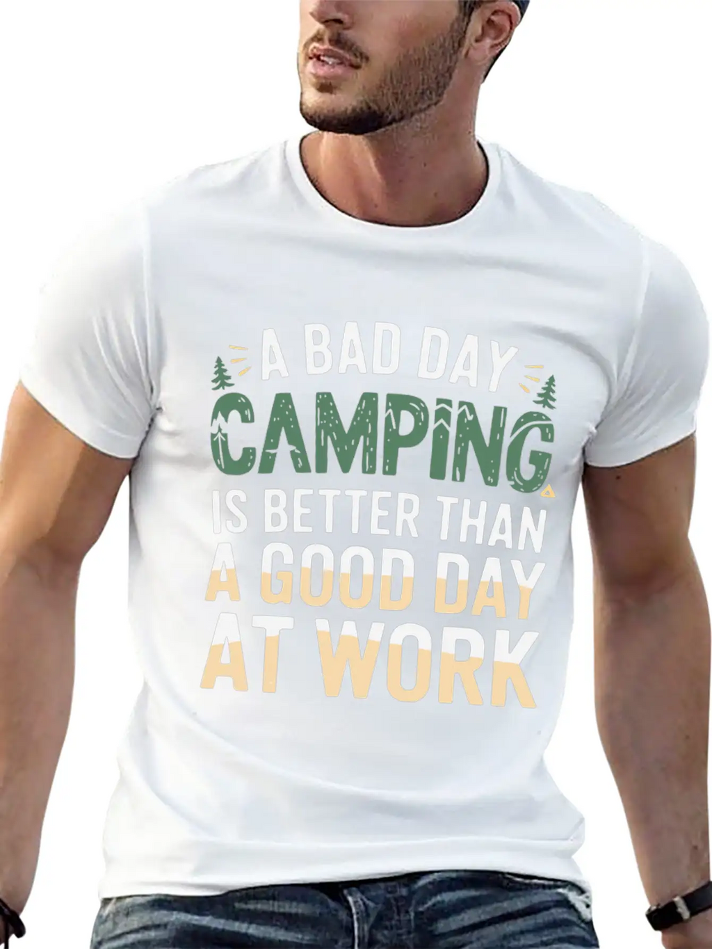 A Bad Day Camping Is Better Than A Good Day At Wor Timeless Short Sleeve Tee – Comfy And Minimalist Design